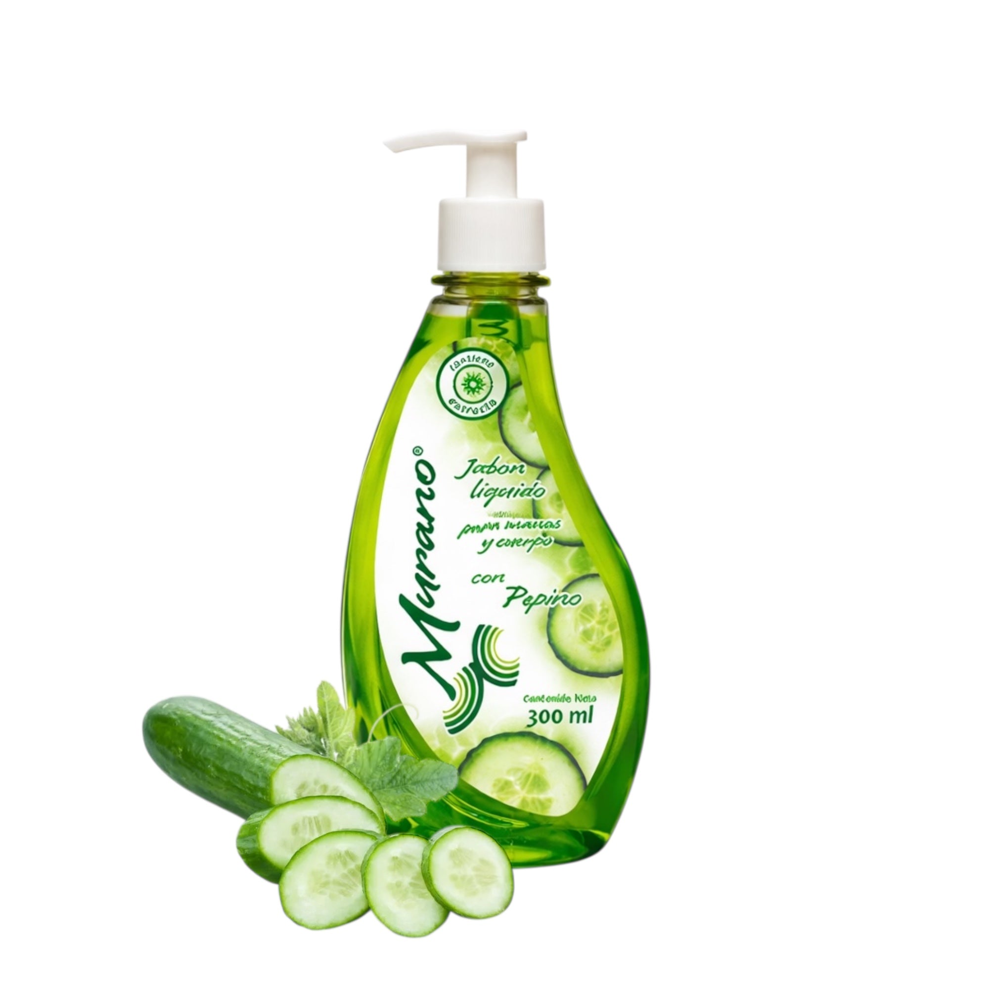 10 Botellas De Jabón Líquido Para Manos y Cuerpo Murano Pepino 300 ml - Farvisan