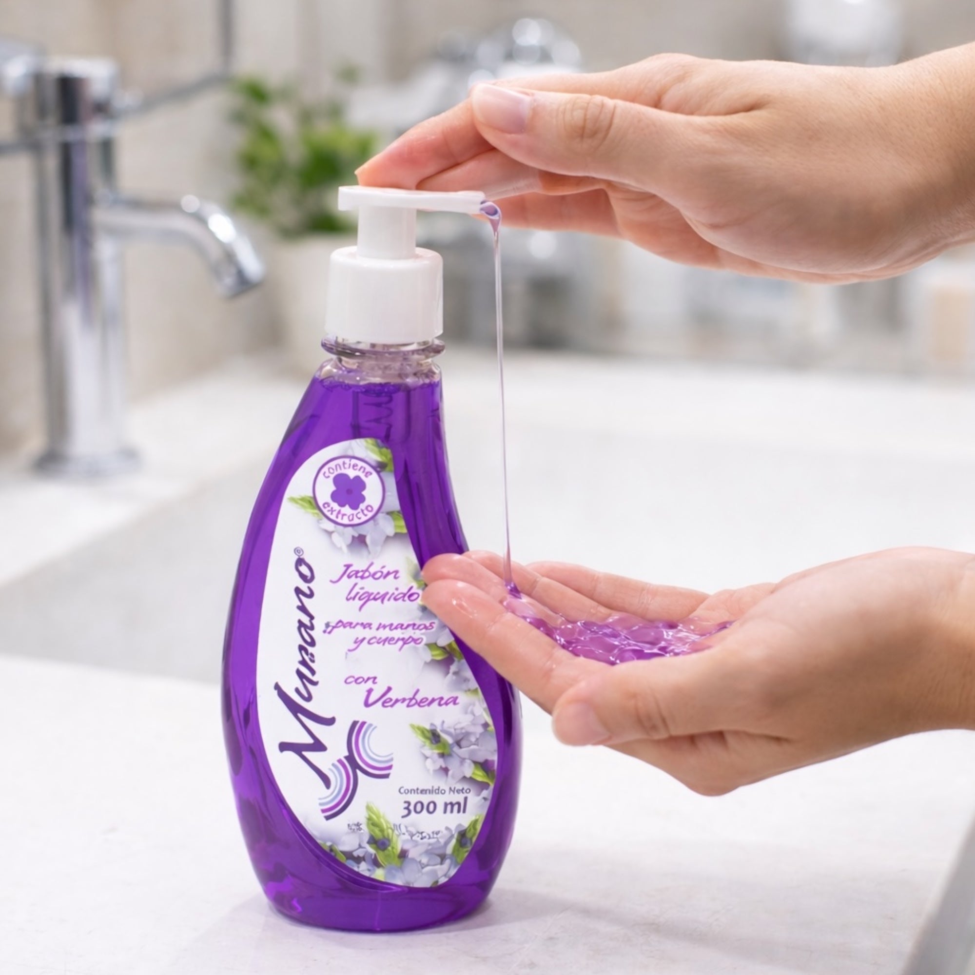 10 Botellas De Jabón Líquido Para Manos y Cuerpo Murano Verbena 300 ml - Farvisan