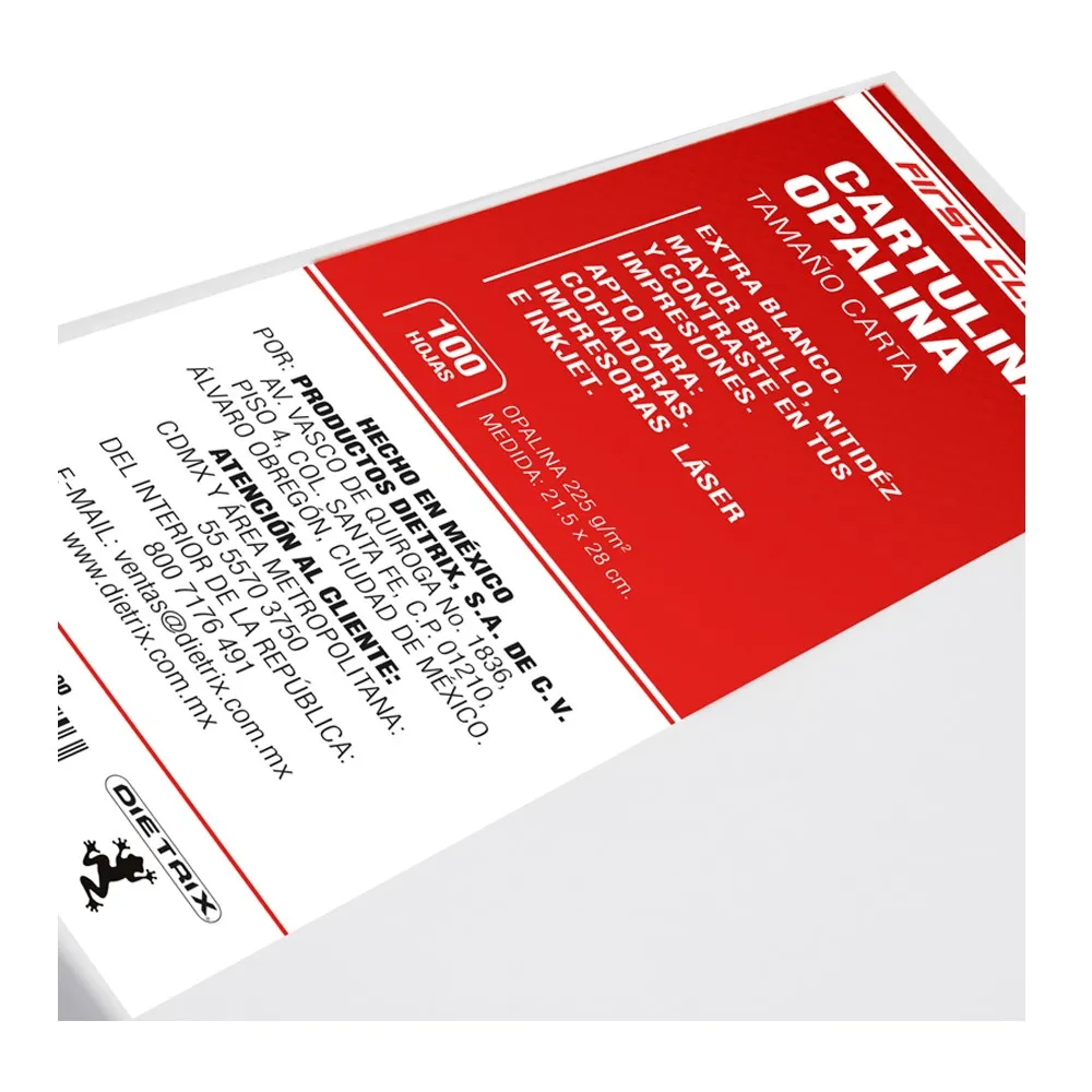 8 Pack Papel Opalina Dietrix First Class Carta 125 g/m² - 100 hojas c/u - Farvisan
