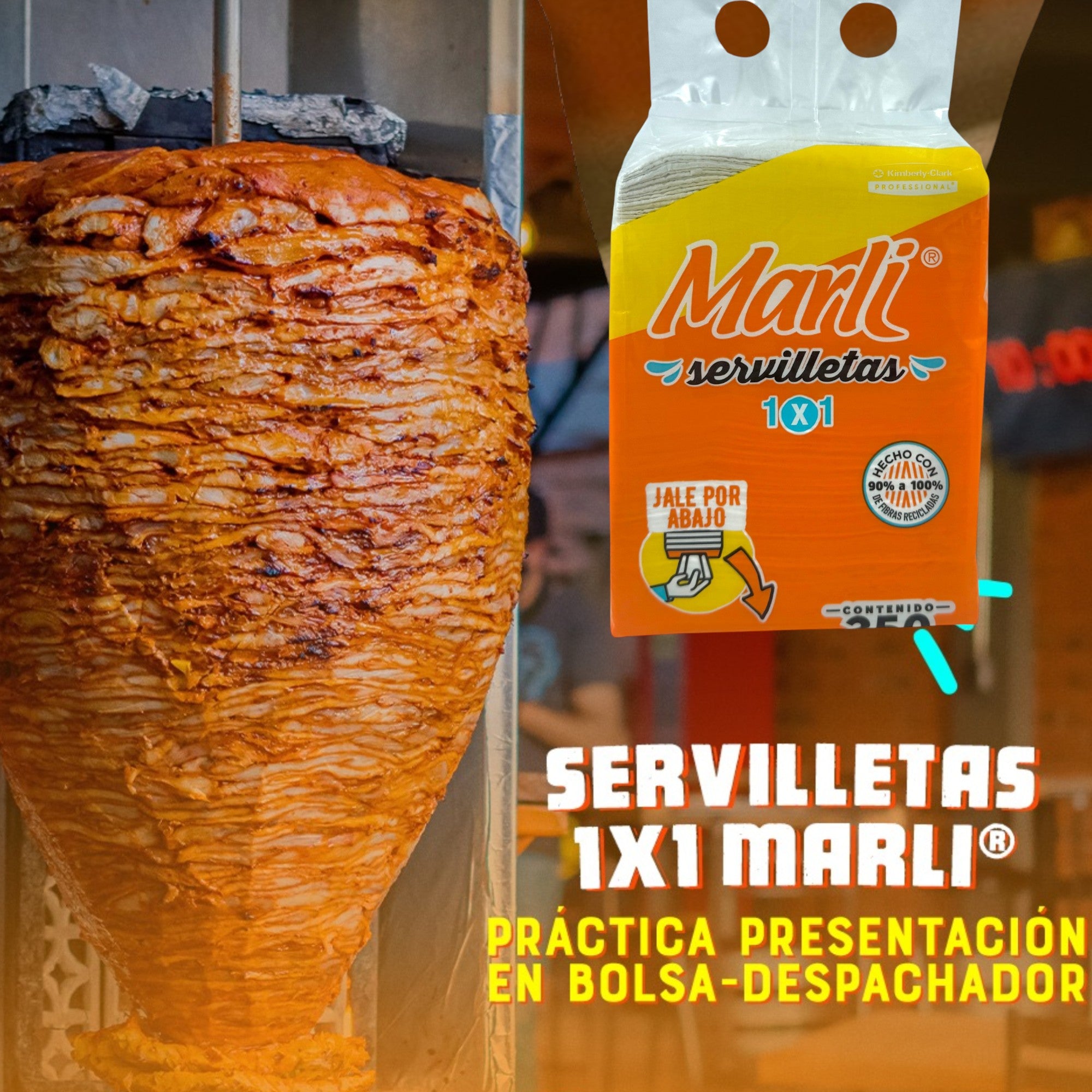 12 Paquetes de Servilleta Taquera Despachadora Doble Hoja Marli con 250 Piezas - Farvisan