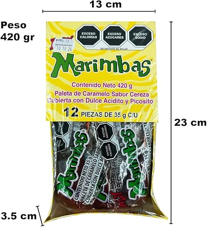 Caja con 32 Bolsas de Dulces Marimbas Picositas Sabor Cereza - Farvisan - Default Title