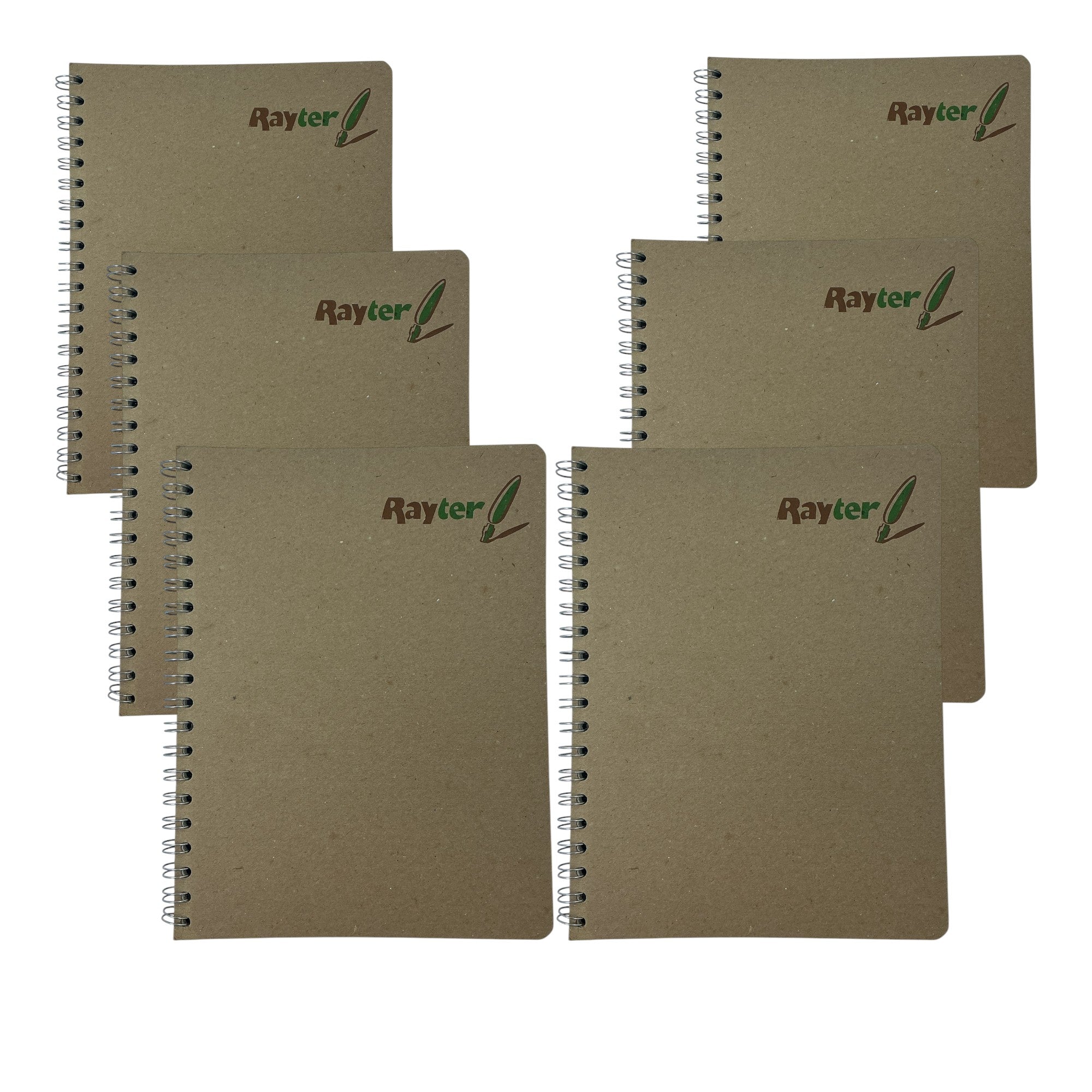 6 Pack Libretas Profesionales Ecológicas Rayter 100 Hojas Doble Aro Cuadro Chico, Grande y Raya - Farvisan