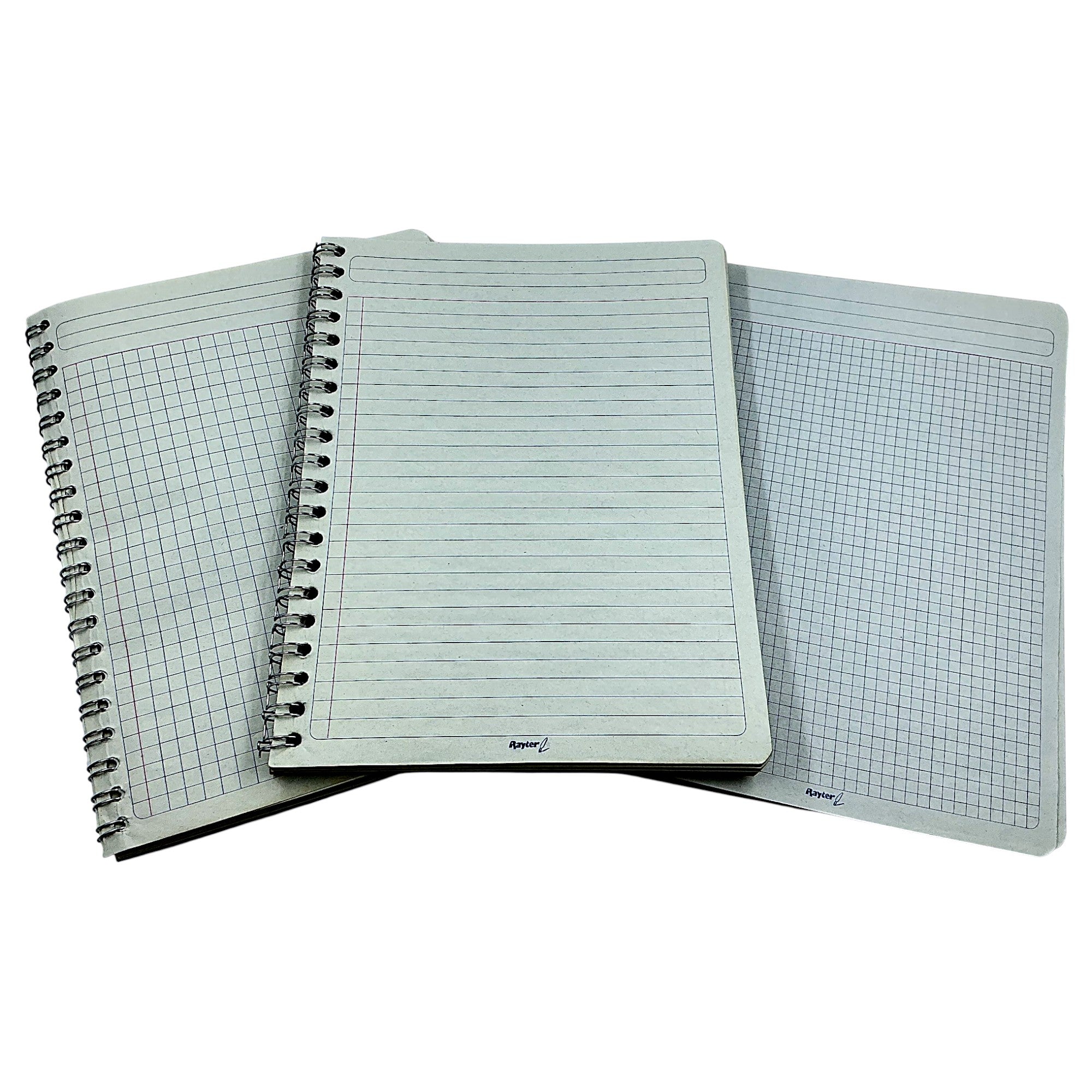 6 Pack Libretas Profesionales Ecológicas Rayter 100 Hojas Doble Aro Cuadro Chico, Grande y Raya - Farvisan