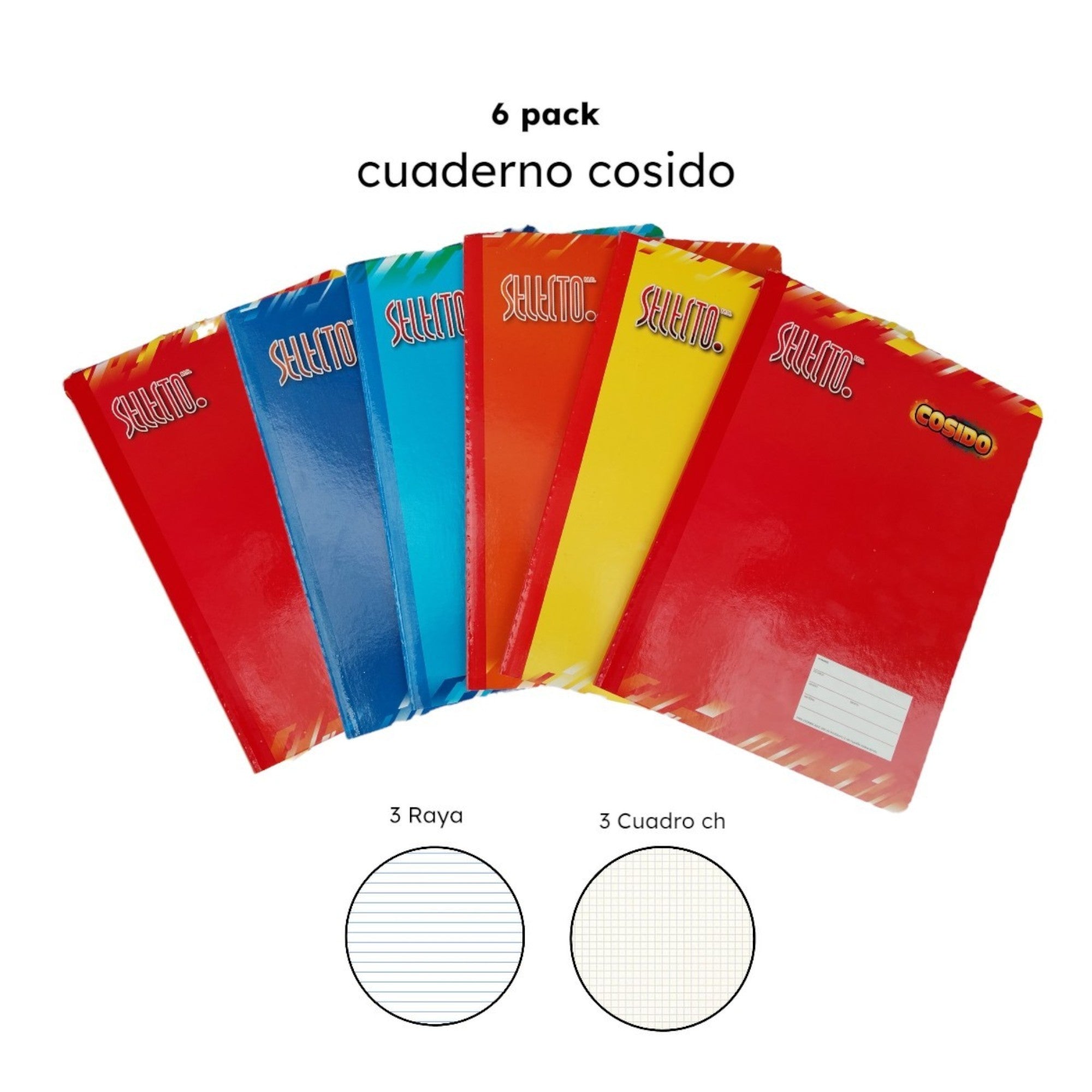 6 Pack Libretas Profesionales Selecto 100 Hojas Cocidas - Farvisan