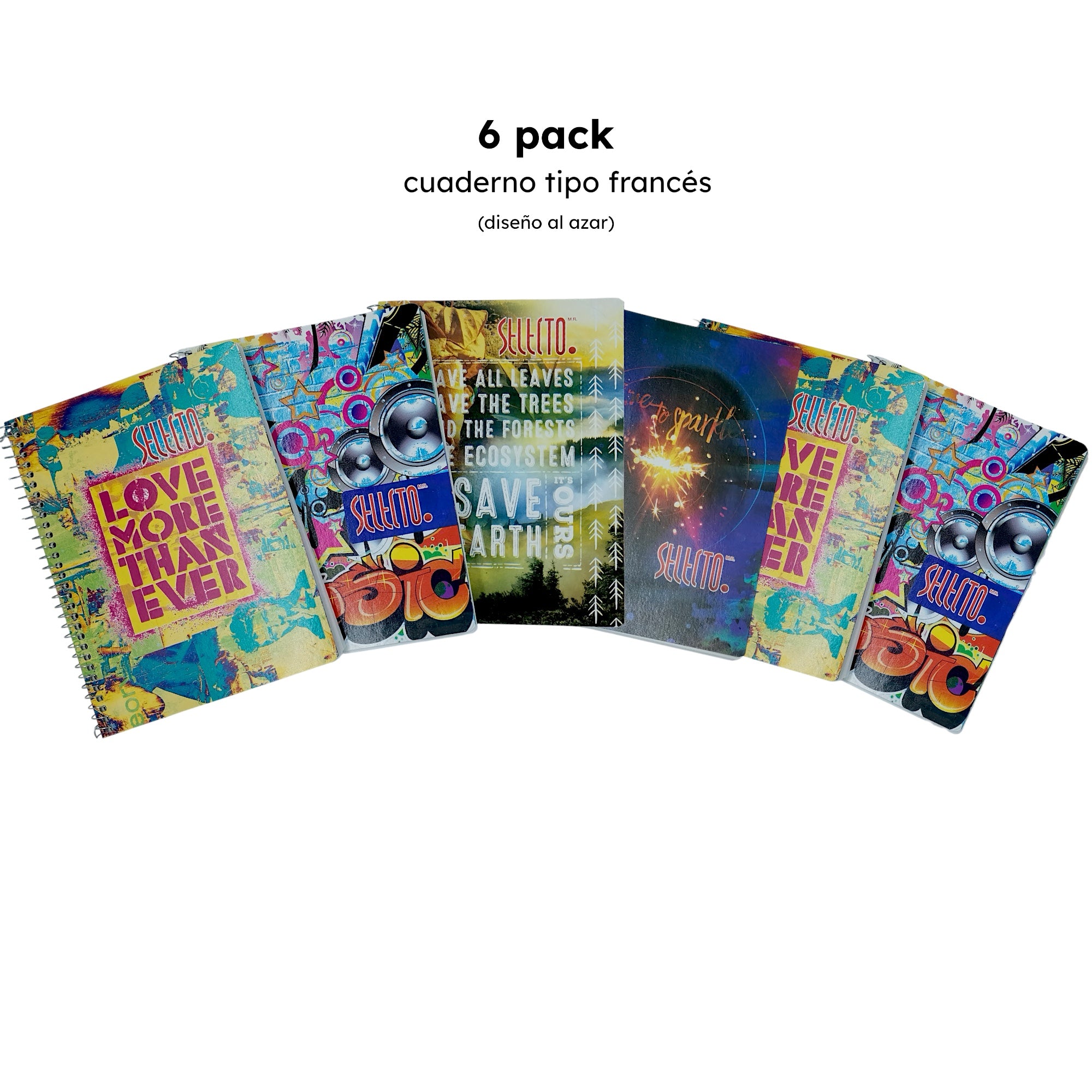 6 Pack Libretas Francesas Selecto Raya 100 Hojas 15x20 cm - Farvisan