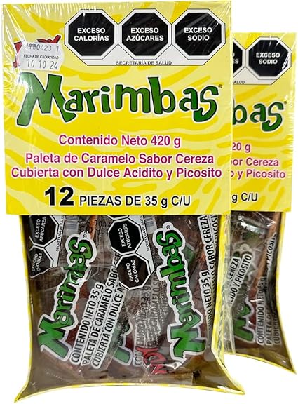 Caja con 32 Bolsas de Dulces Marimbas Picositas Sabor Cereza - Farvisan - Default Title