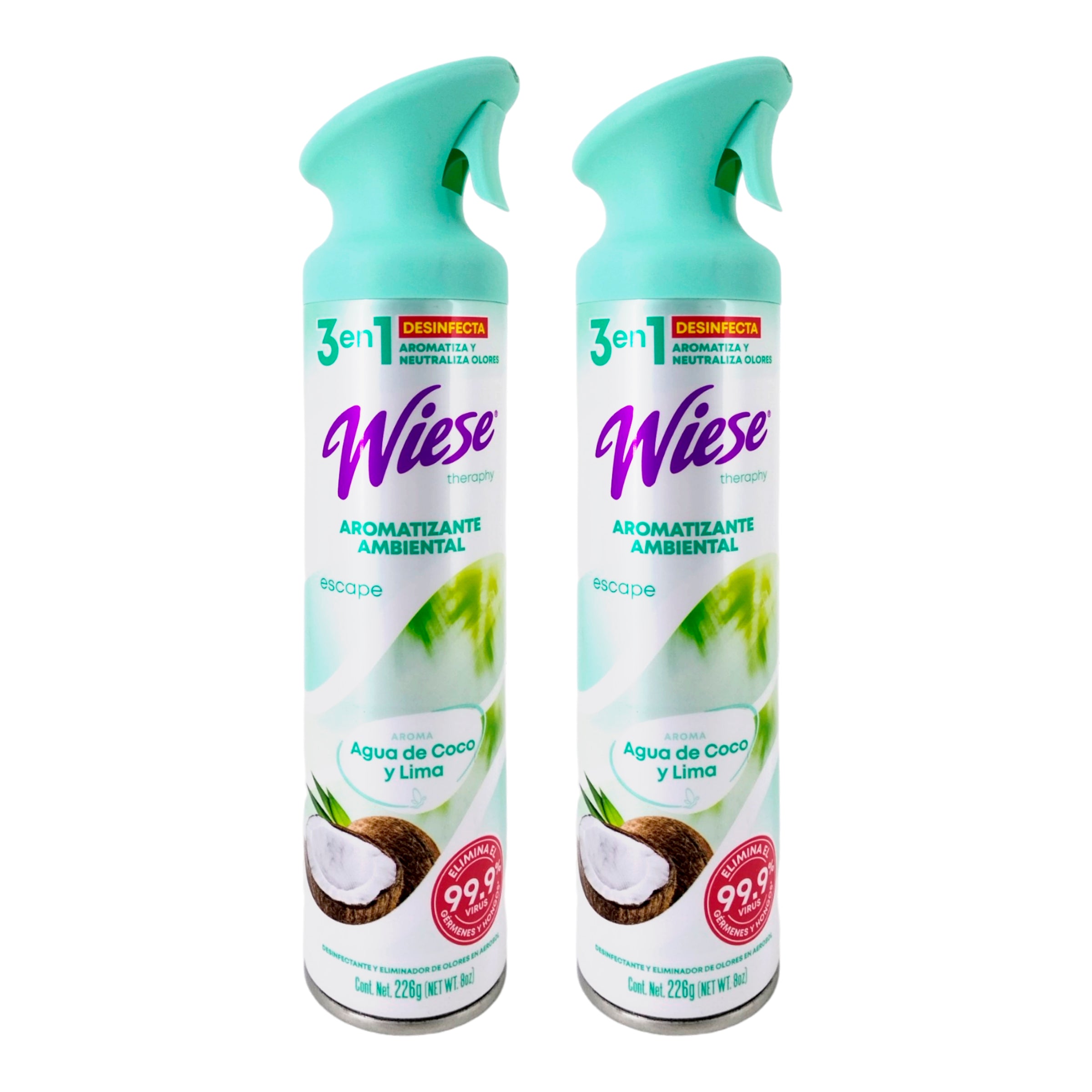 Pack 12 Aromatizantes Wiese Agua de Coco y Lima 226 g – Desinfecta, Aromatiza y Neutraliza Olores - Farvisan