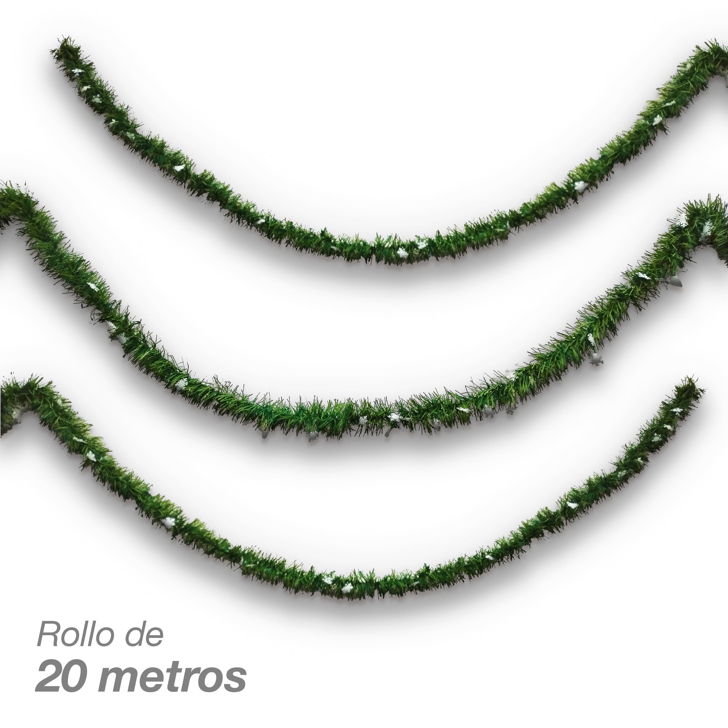 Caja con 12 Rollos de Escarcha Navideña Verde Pino con Copos de Nieve – 20 Metros por Rollo (Total: 240 Metros)