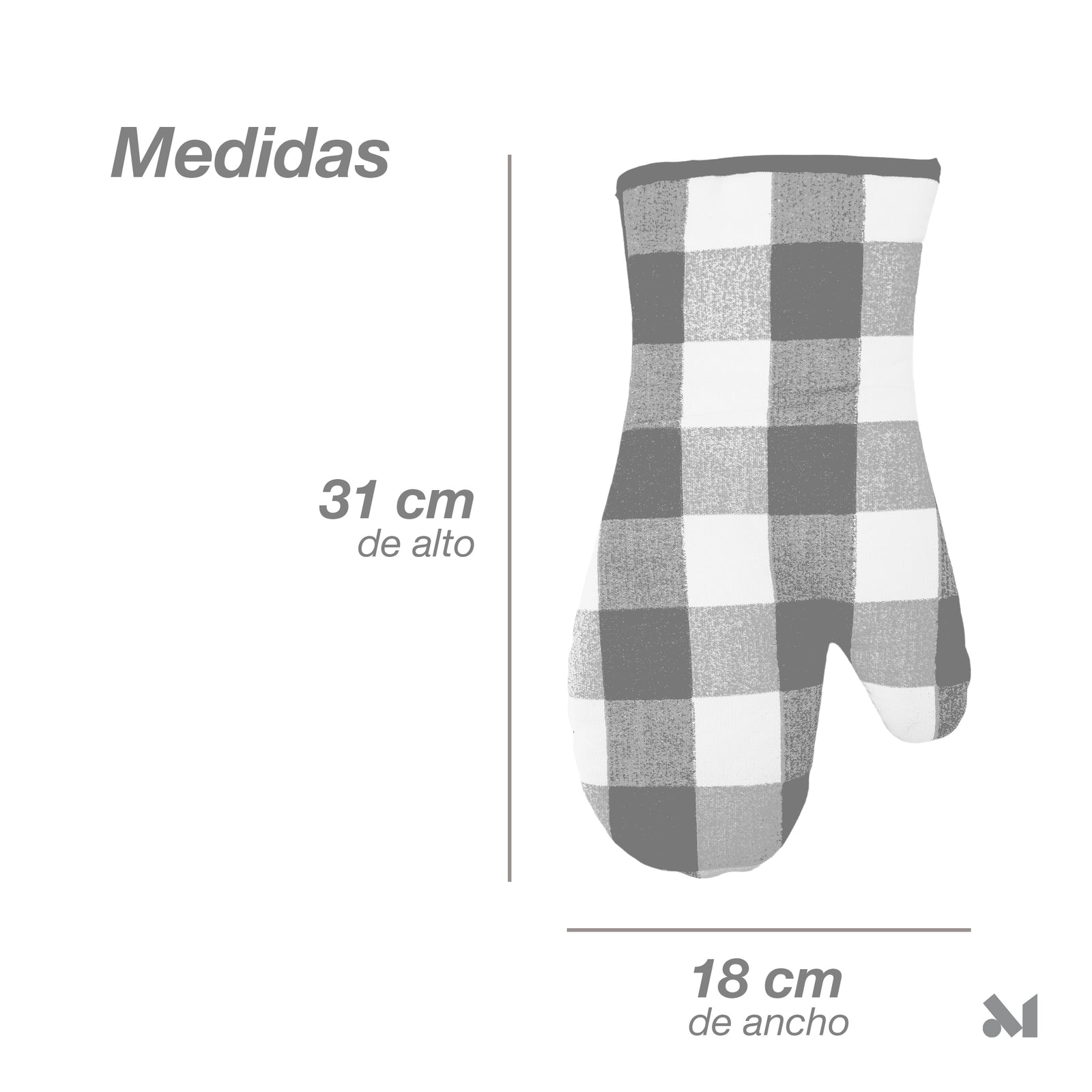 Pack 25 Pares de Guantes para Horno Cuadriculados Negro y Blanco – Algodón Doble Capa - Farvisan