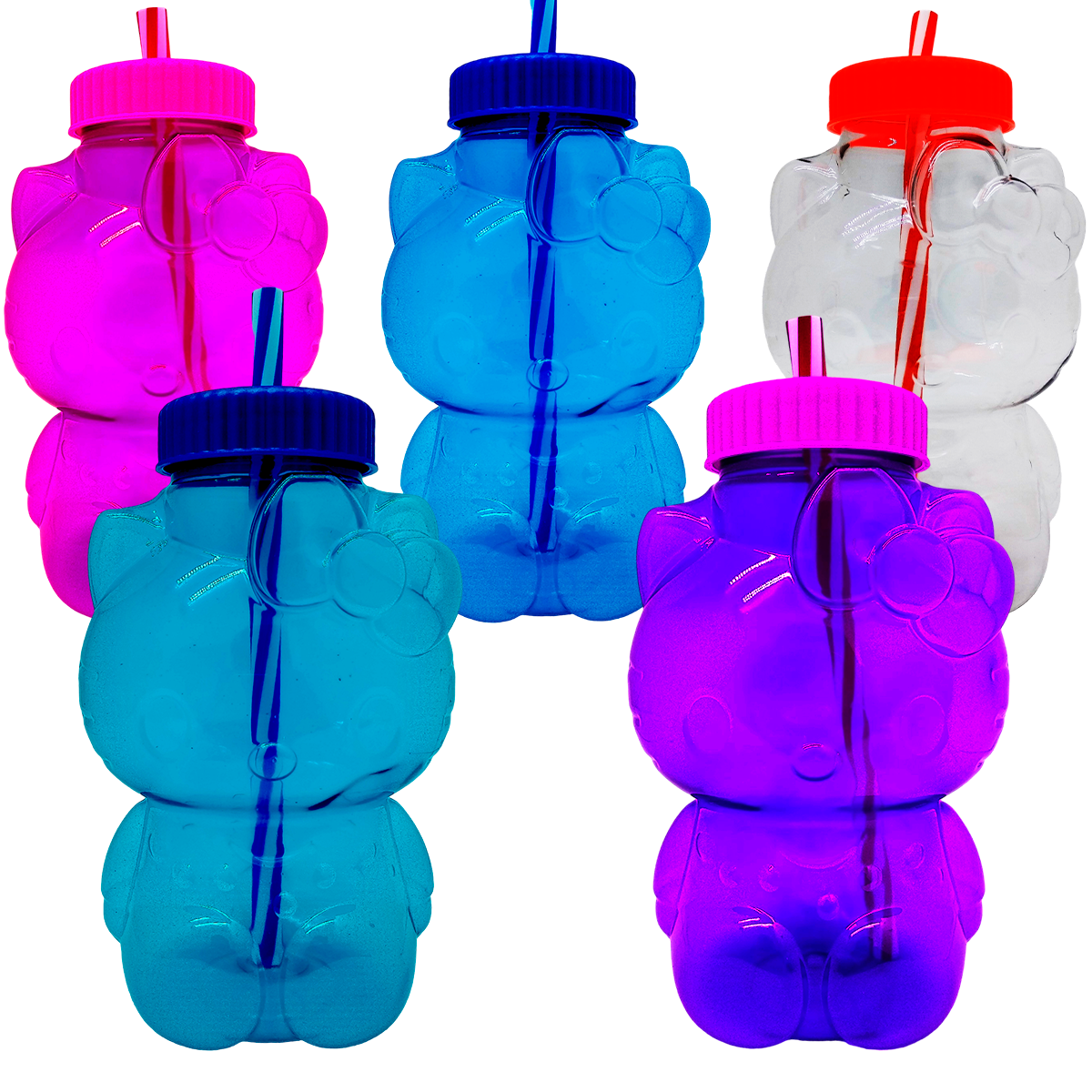 Bolsa con 66 Vasos Dulceros Kittychela Hello Kitty de 1L con Tapa y Sorbete – Para Fiestas y Negocios - Farvisan
