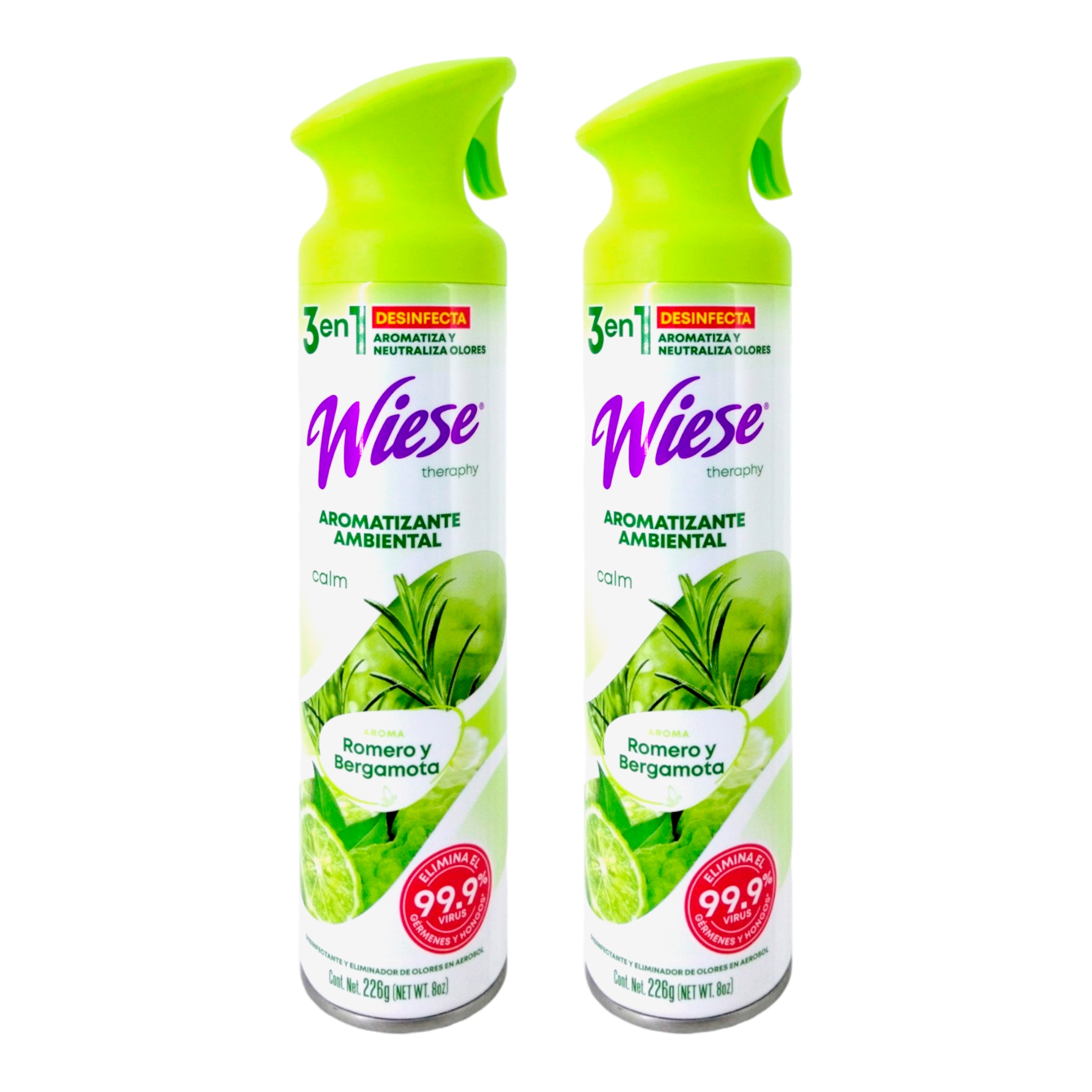 Pack 12 Aromatizantes Wiese Romero y Bergamota 226g - Desinfecta, Aromatiza y Neutraliza Olores - Farvisan