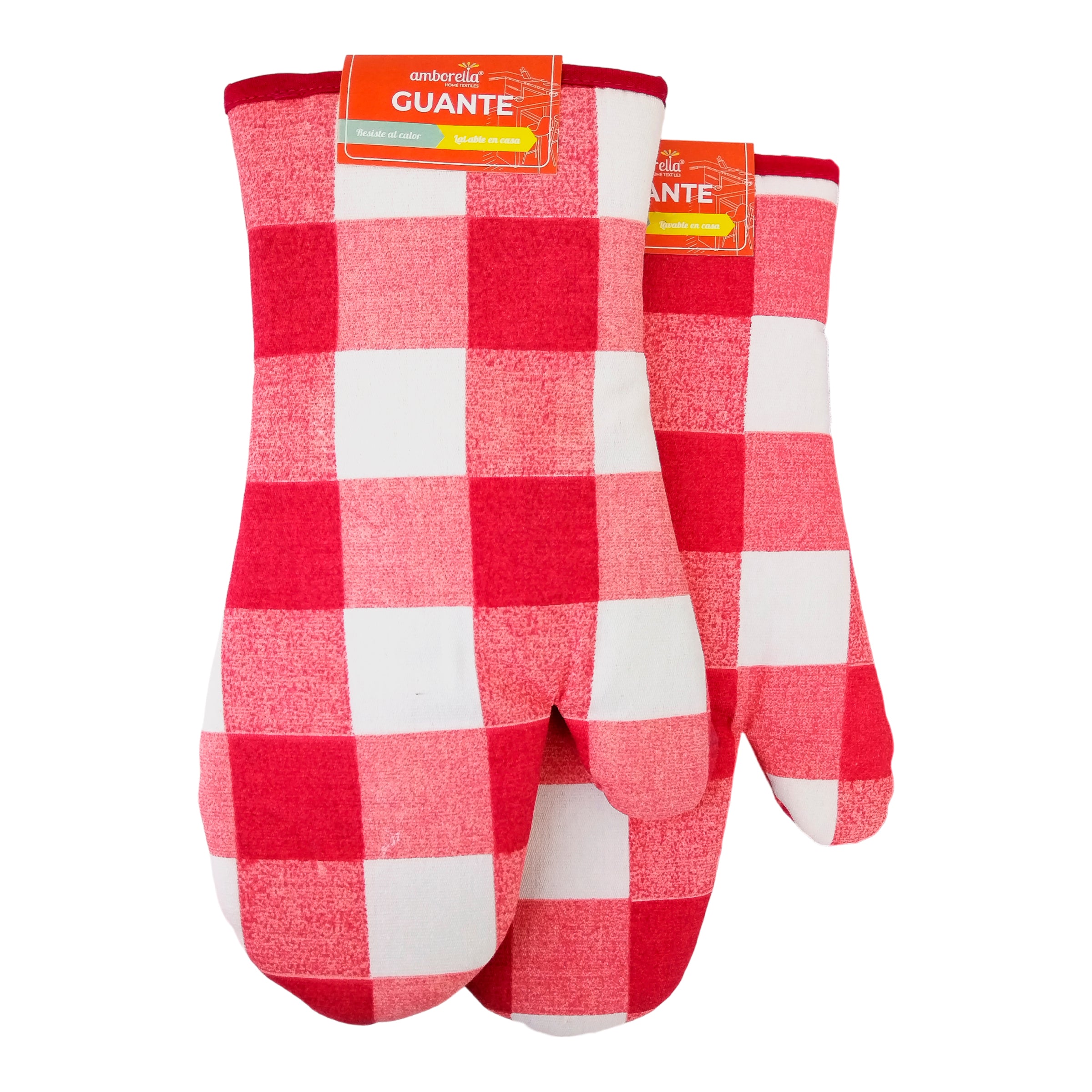 Pack 25 Pares de Guantes para Horno Cuadriculados Rojo y Blanco – Algodón Doble Capa - Farvisan