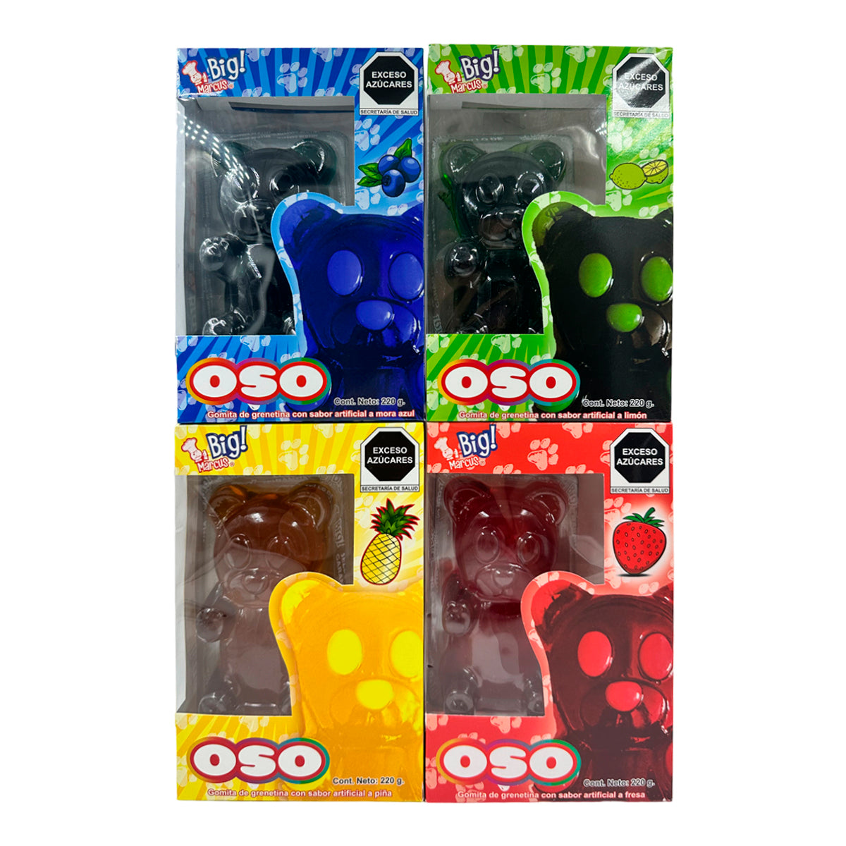 Caja con 20 Gomitas Gigantes Pandita – Sabores Surtidos: Fresa, Limón, Mora Azul y Piña - Farvisan