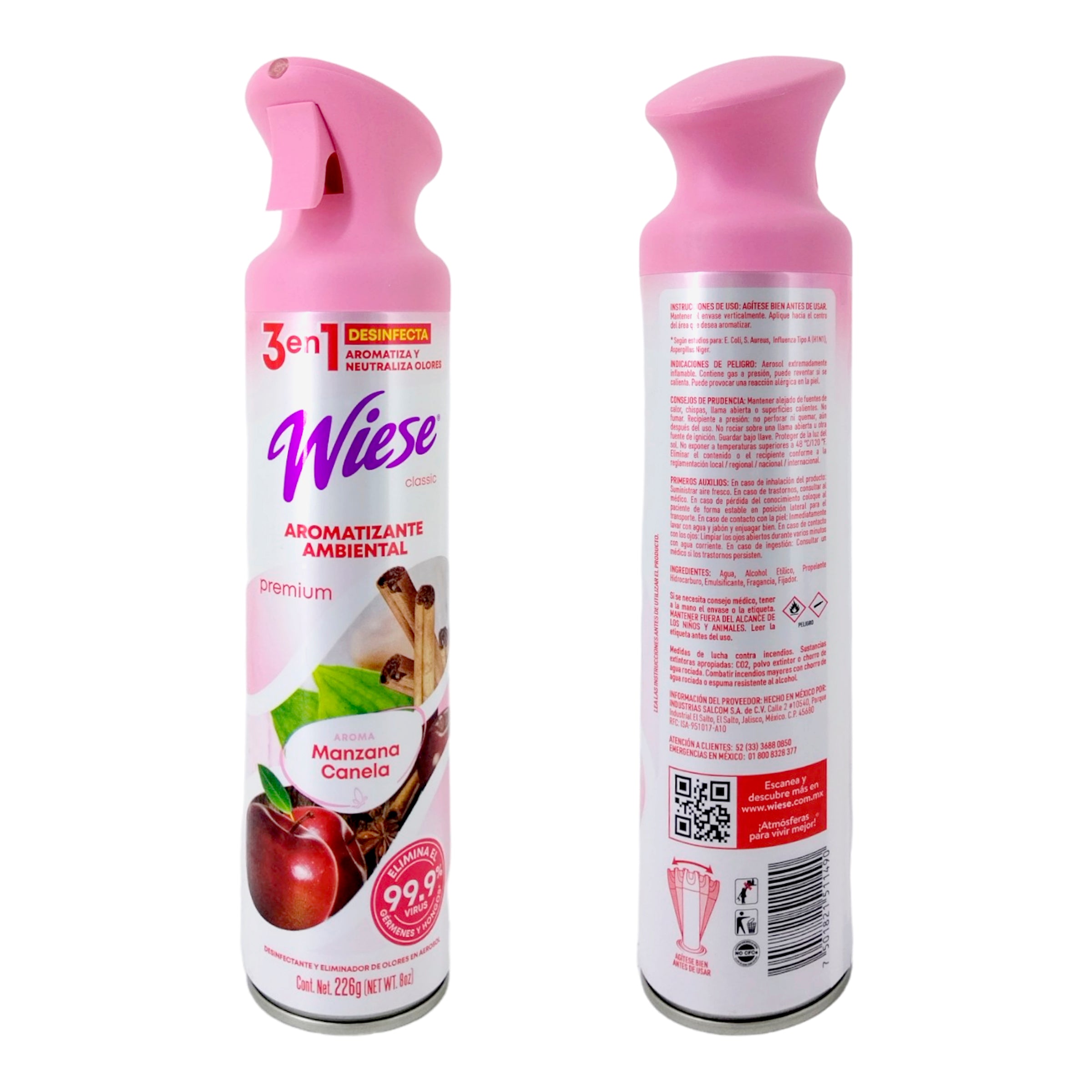 Pack 12 Aromatizantes Wiese Manzana Canela 226g - Desinfecta, Aromatiza y Neutraliza Olores - Farvisan