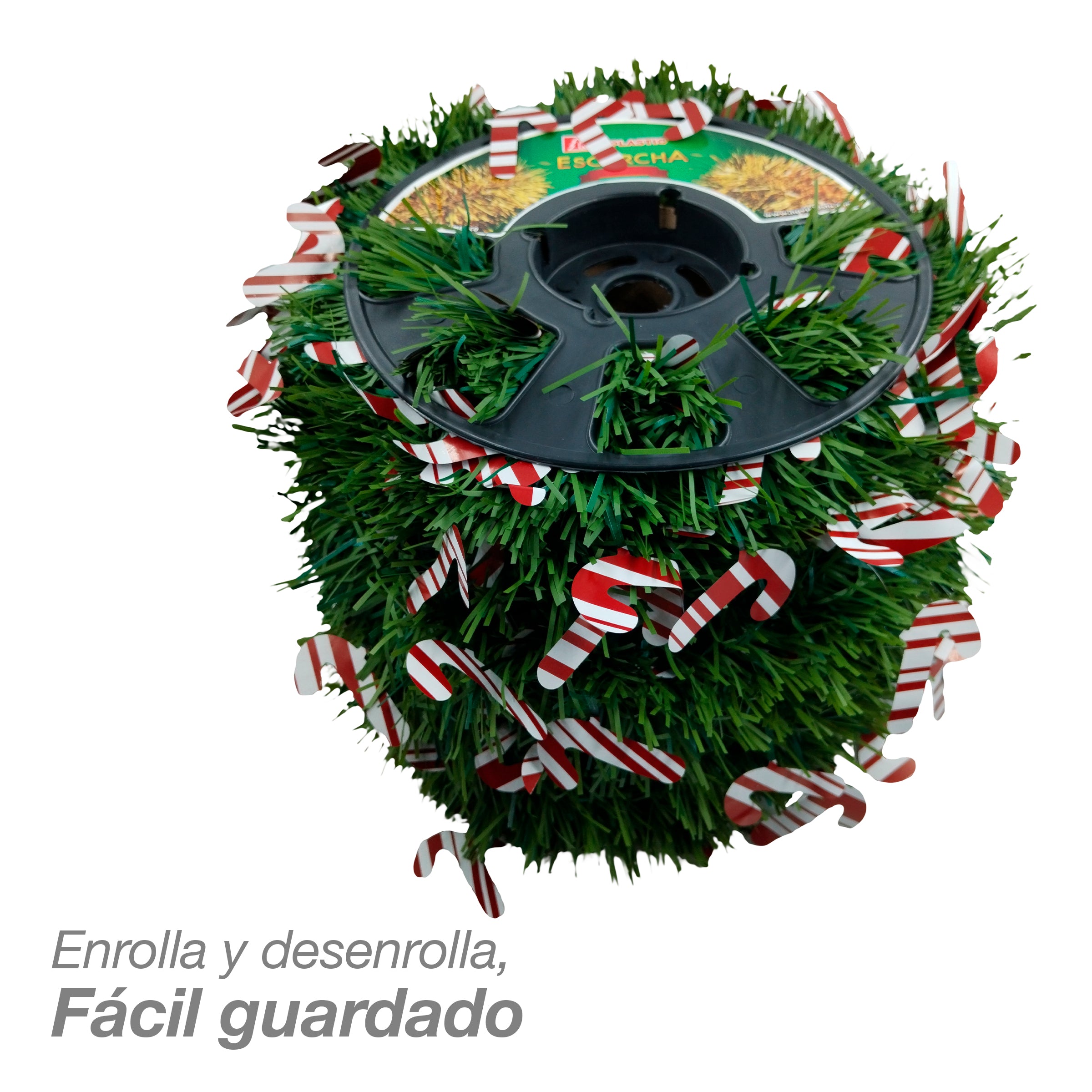 Caja con 12 Piezas de Escarcha Guirnalda Navideña – 20 Metros por Rollo con Bastones Candy, Decoración Festiva - Farvisan