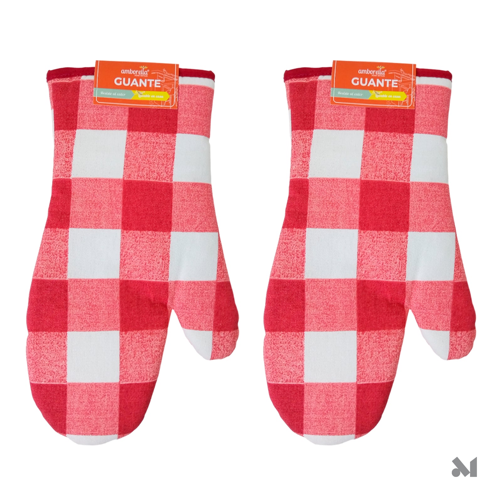 Pack 25 Pares de Guantes para Horno Cuadriculados Rojo y Blanco – Algodón Doble Capa - Farvisan