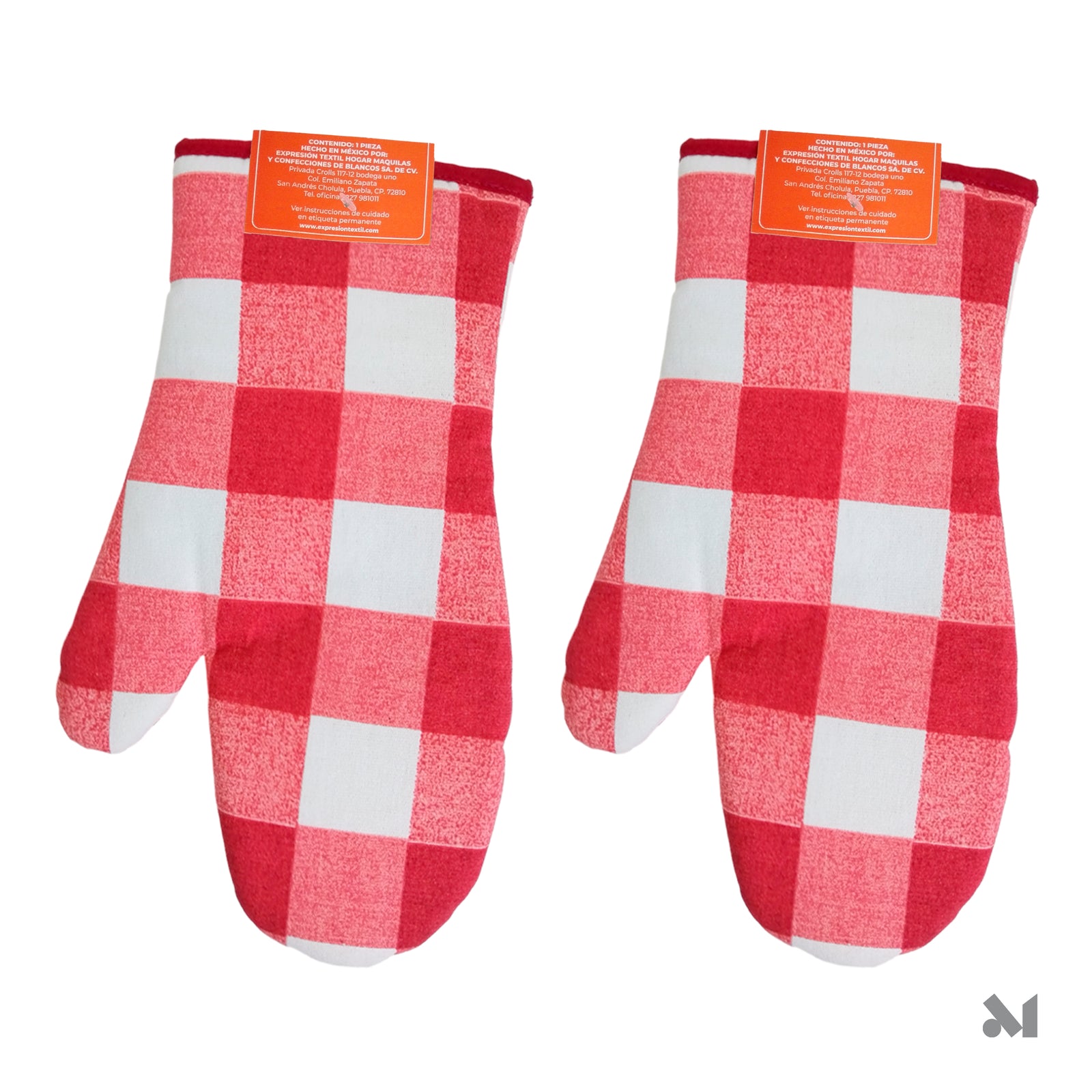 Pack 25 Pares de Guantes para Horno Cuadriculados Rojo y Blanco – Algodón Doble Capa - Farvisan
