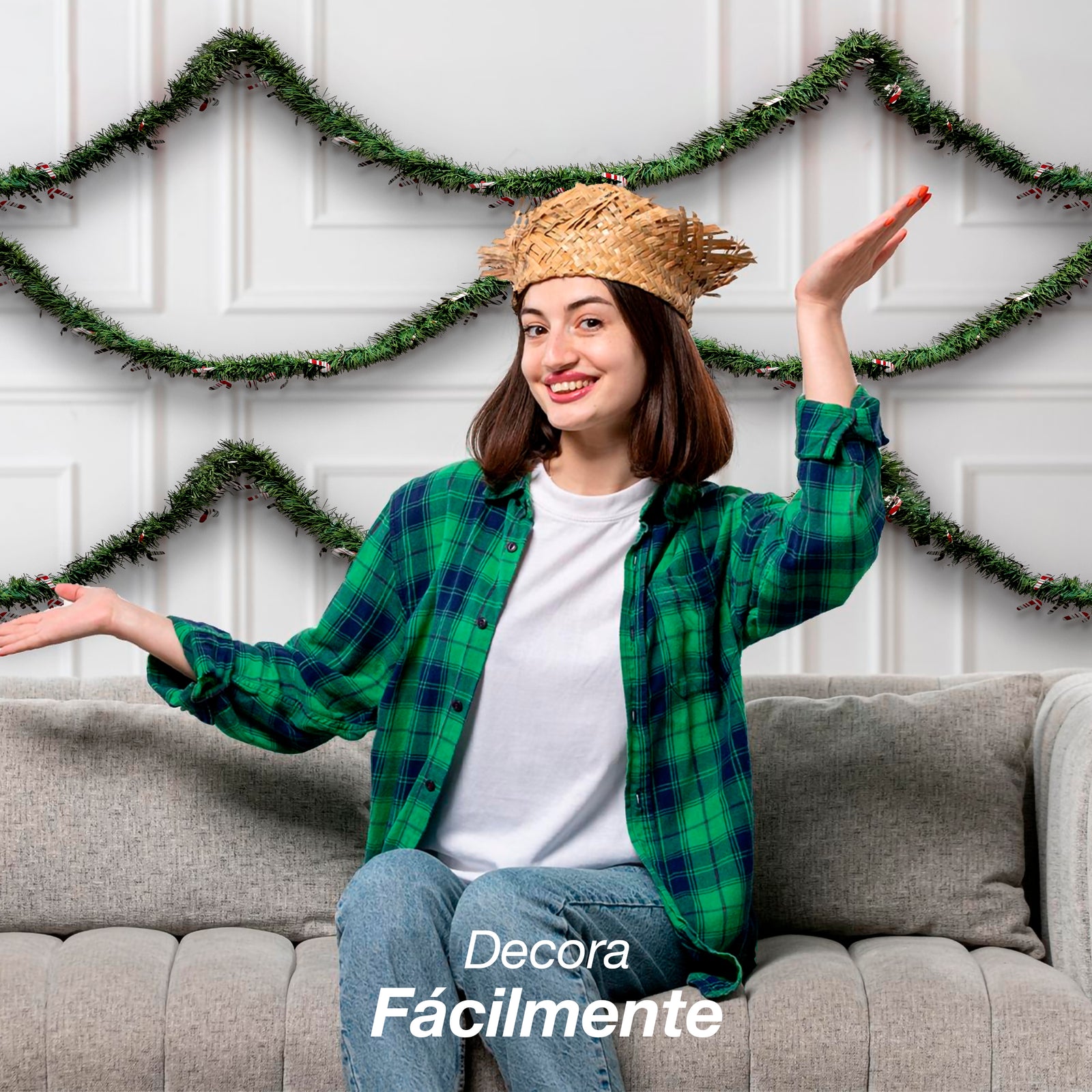 Caja con 12 Rollos de Escarcha Navideña Verde Pino con Copos de Nieve – 20 Metros por Rollo (Total: 240 Metros) - Farvisan
