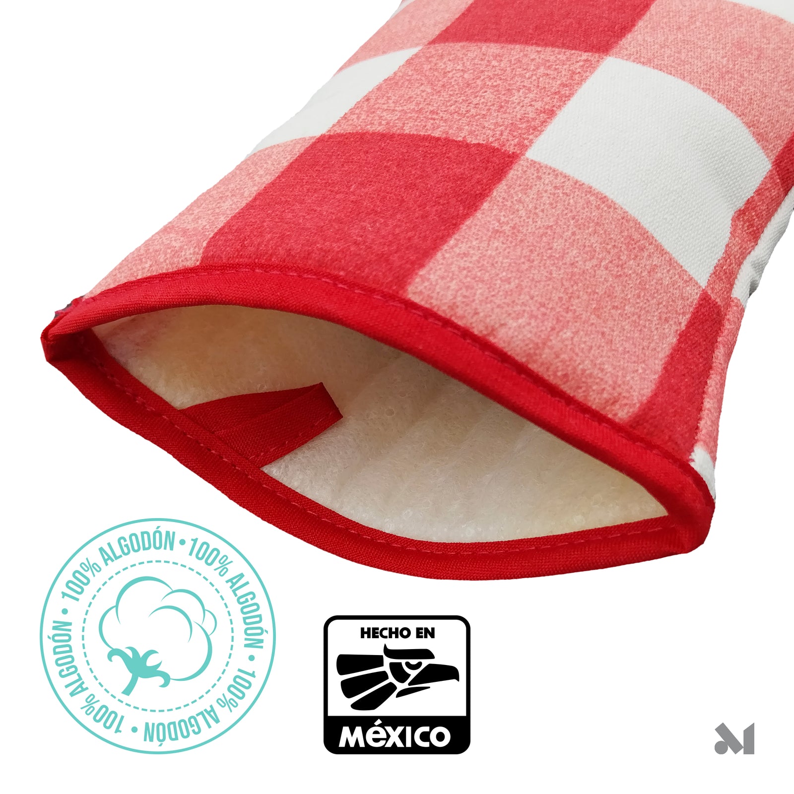 Pack 25 Pares de Guantes para Horno Cuadriculados Rojo y Blanco – Algodón Doble Capa - Farvisan