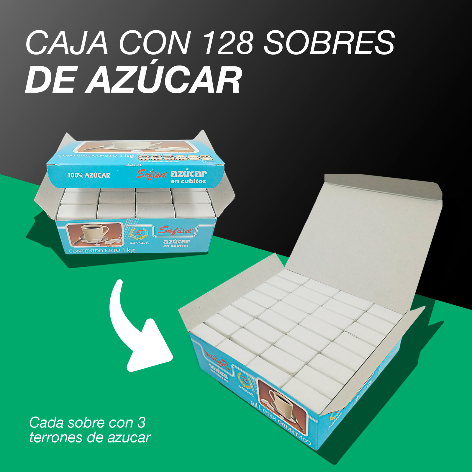 Caja con 18 Paquetes de Azúcar en Cubitos Sofisa 1 kg – 100% Orgánica - Farvisan - Default Title