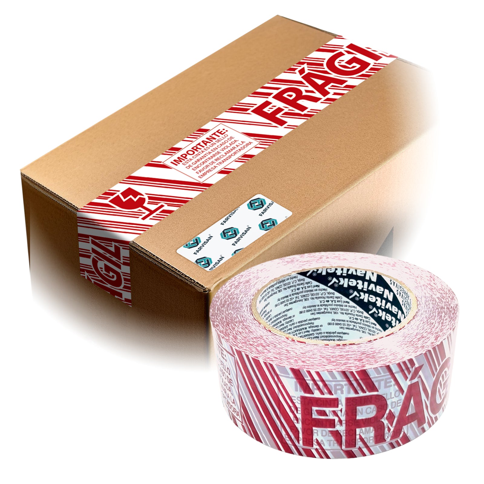 Cinta Impresa FRÁGIL Encapsulada Navitek 48mm x 150m | Caja 36 Pzas - Farvisan