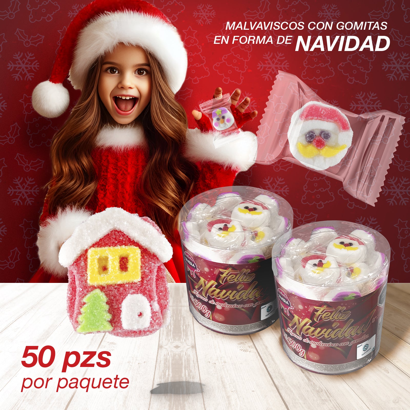 Malvavisco Navideño De Gomita Ácida Bote de 500 g Caja Con 16 Botes - Farvisan - Default Title