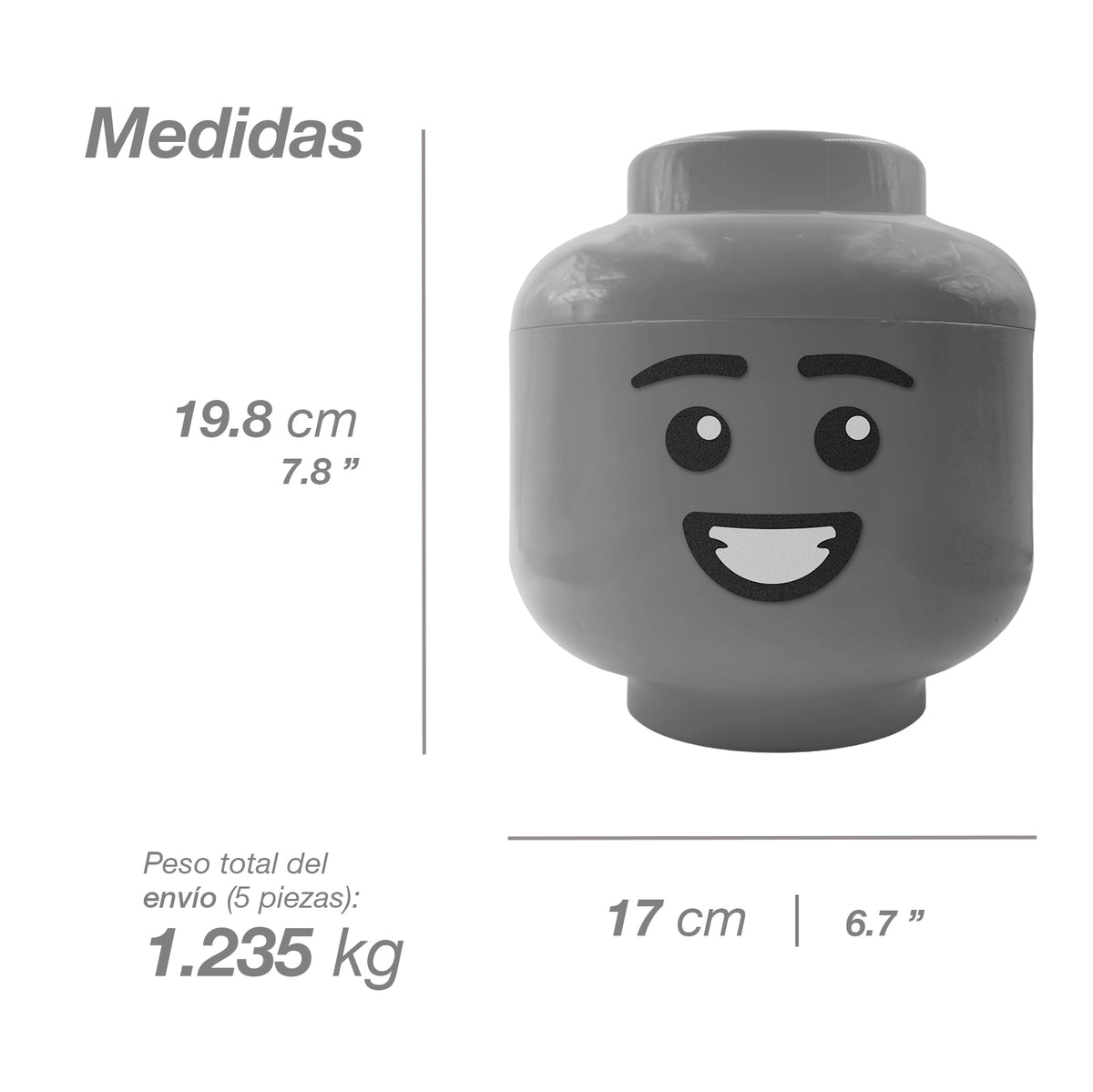 15 Piezas Dulceros Cabeza de Lego - Farvisan