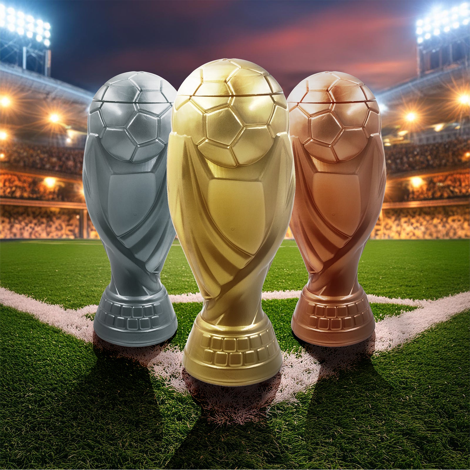 Colchón/Bolsa con 60 Copas del Mundo (Fútbol) – Vaso, Termo, Michelada y Alcancía, 1,600 ML