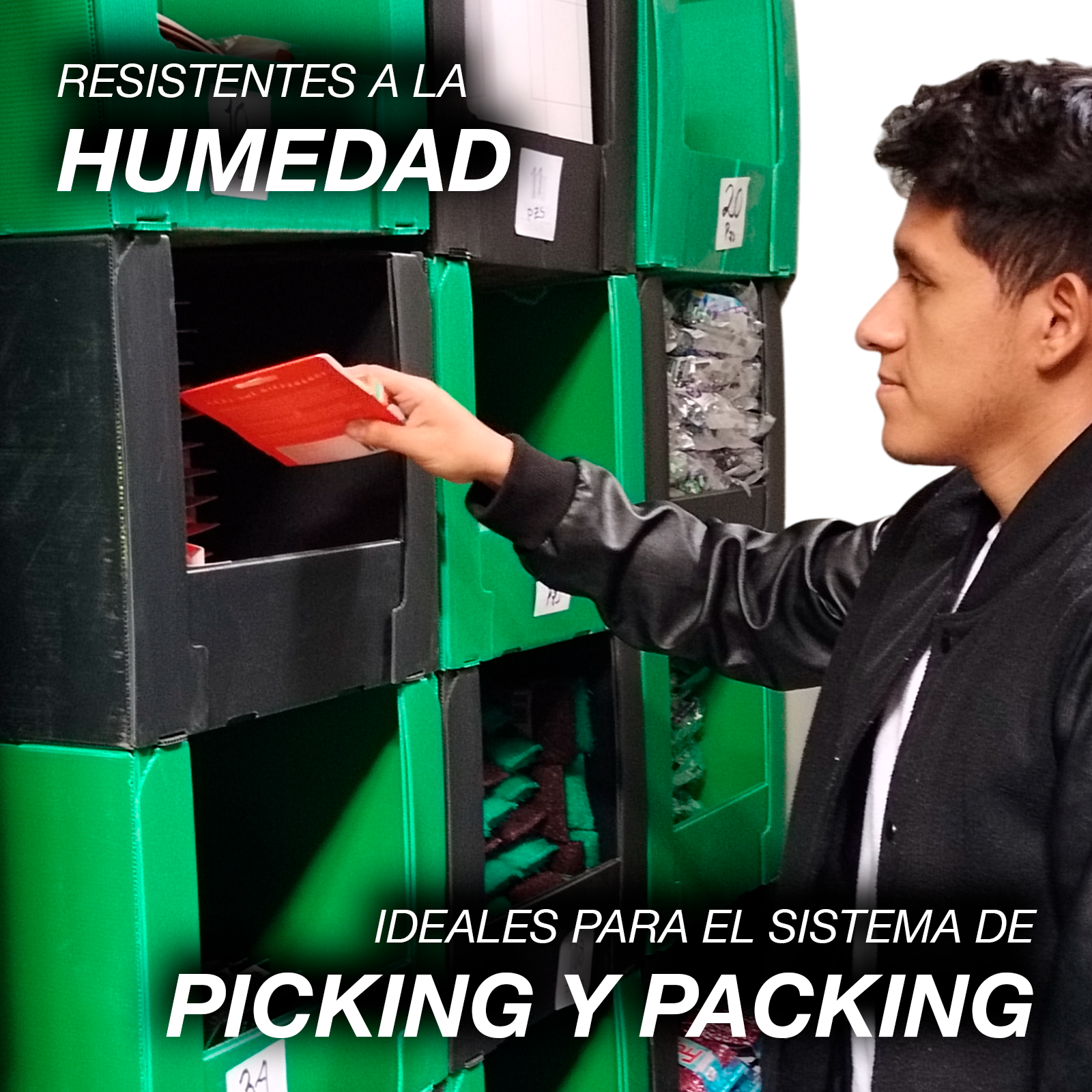 Cajas de Almacenamiento Apilables Farvisan de Plástico Corrugado Negro – Palet con 36 Piezas Planas - Farvisan