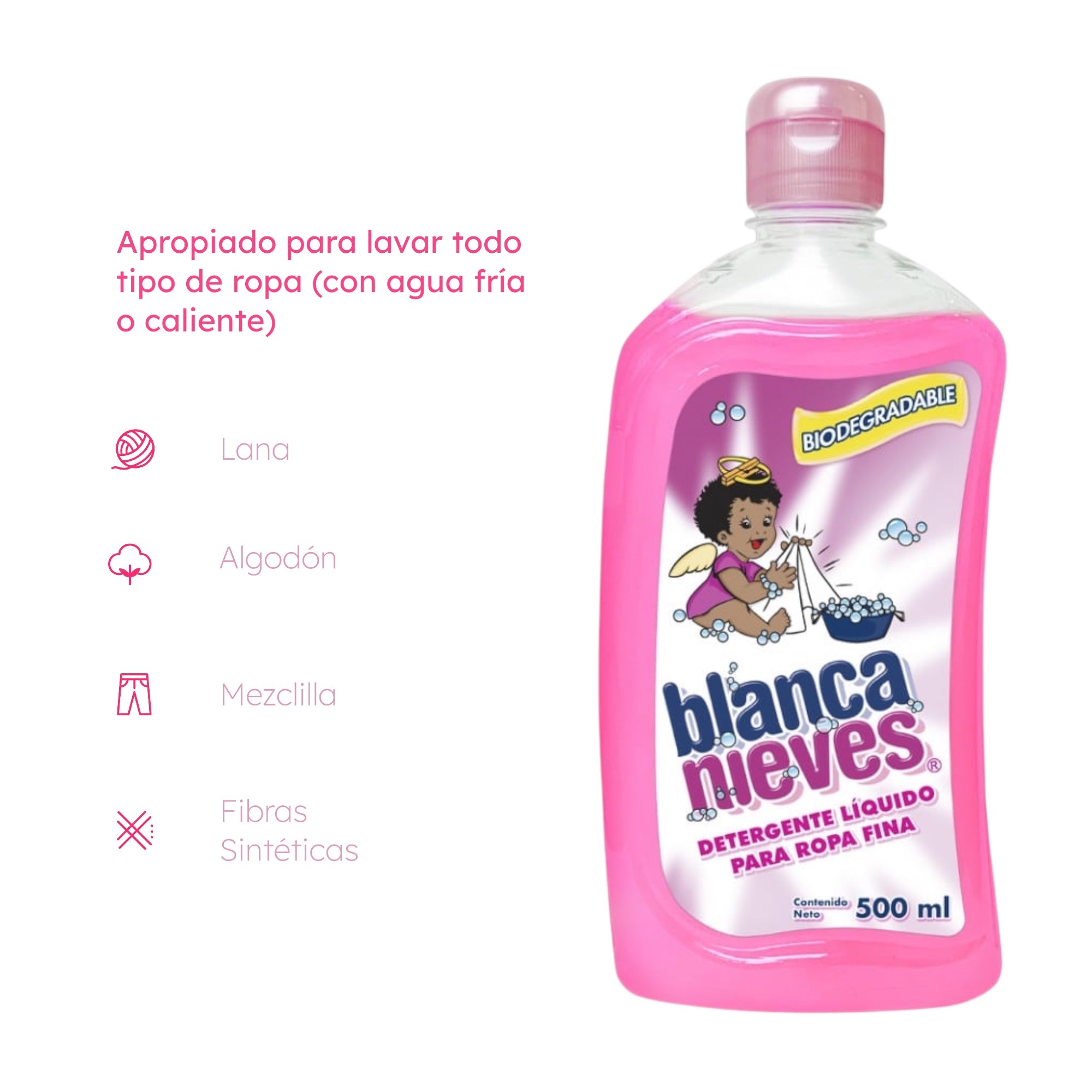 12 Botellas De Detergente Líquido Para Ropa Delicada Blanca Nieves 500 ml - Farvisan