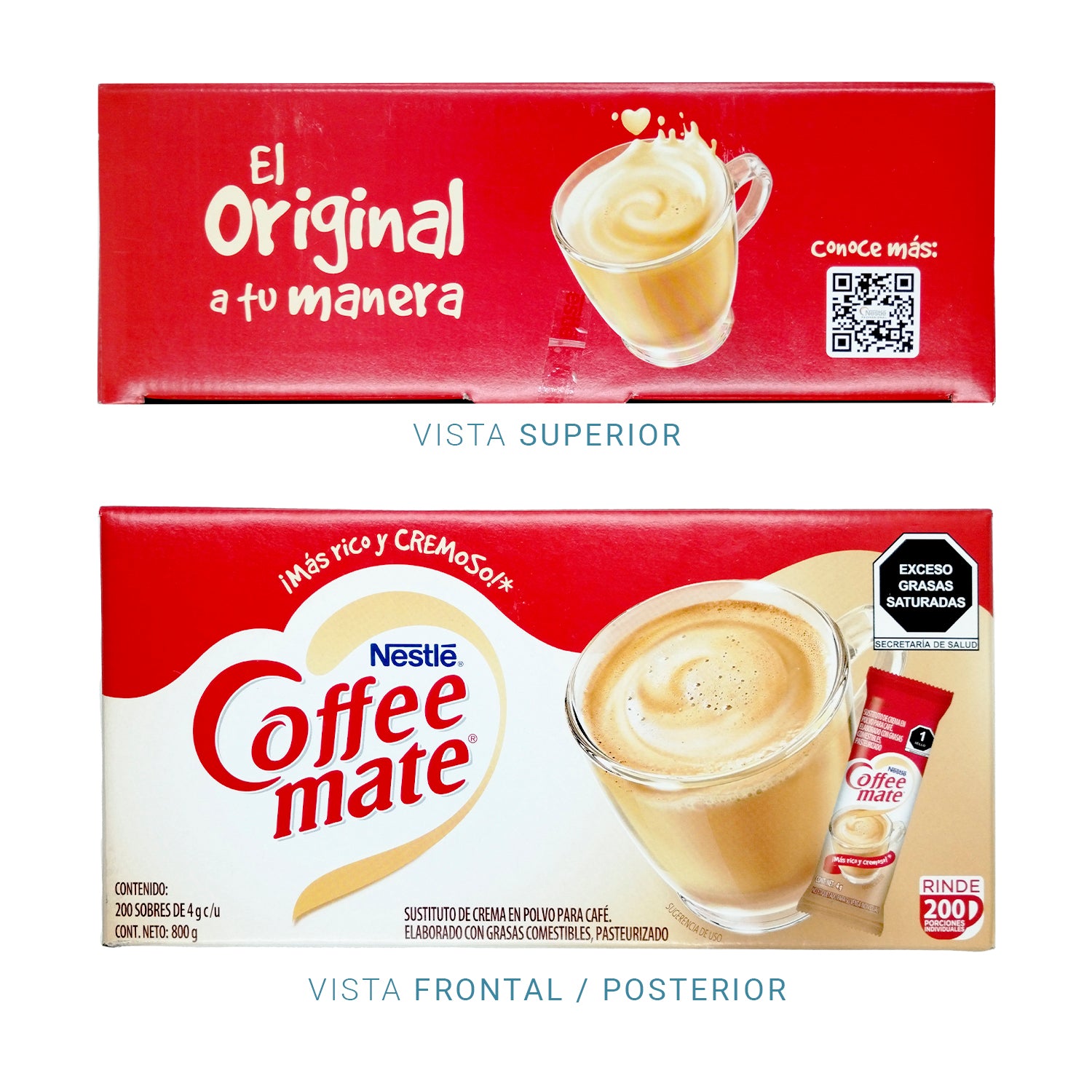 Caja Master con 6 Cajas de Coffee Mate Nestlé – 200 Sobres de 4g c/u | Sustituto de Crema en Polvo para Café - Farvisan