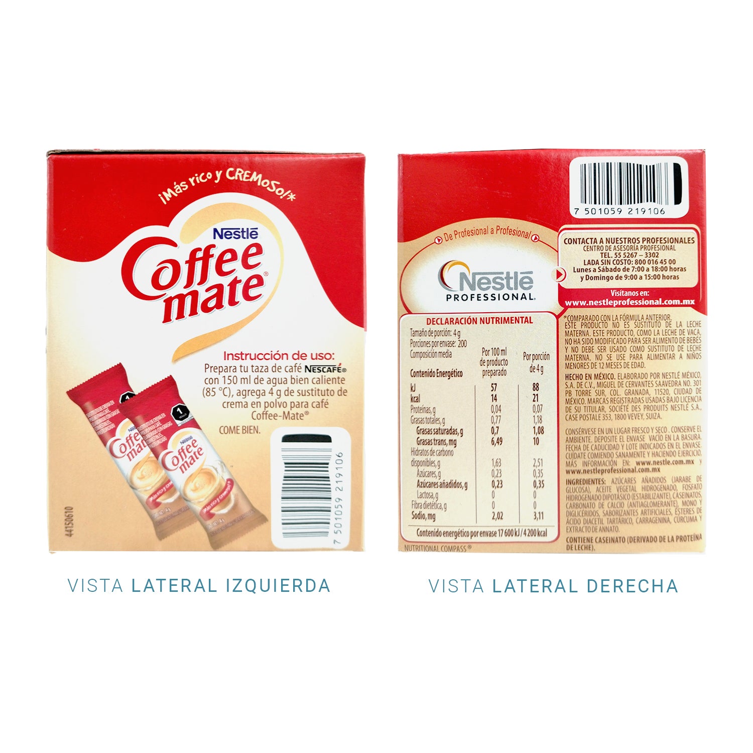 Caja Master con 6 Cajas de Coffee Mate Nestlé – 200 Sobres de 4g c/u | Sustituto de Crema en Polvo para Café - Farvisan