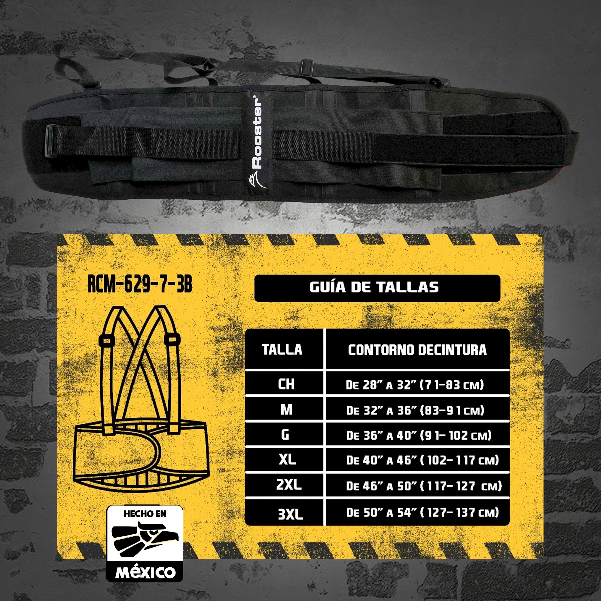 Faja de Seguridad Elástica Rooster CM-629-7-3B con Tercer Cinto y Varillas de Soporte – Caja 25 Piezas - Farvisan