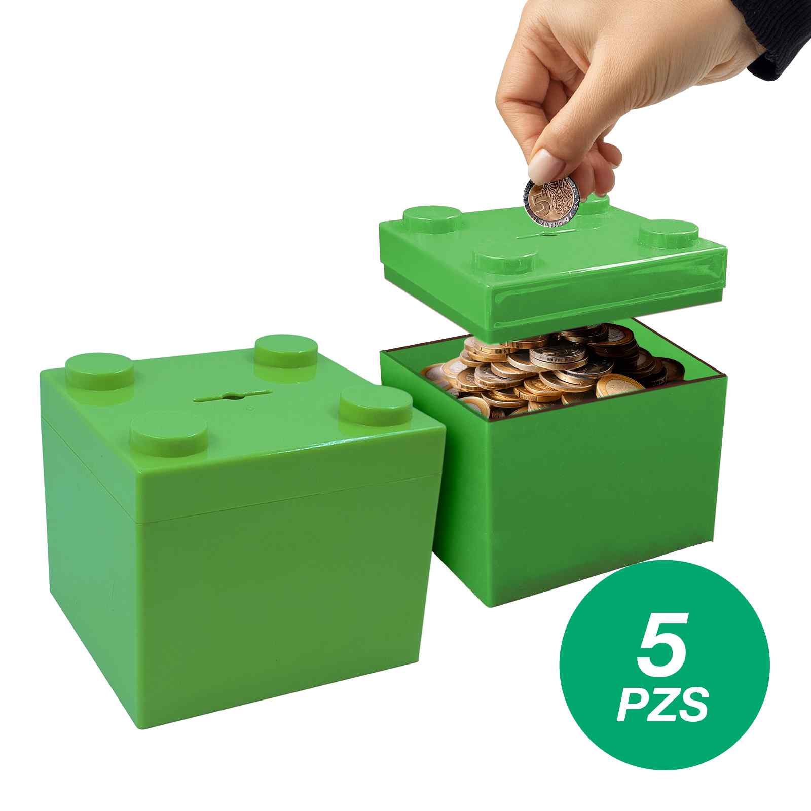 5pzs Cubo Alcancía Fiesta Infantil Alcancia Cubo Verde