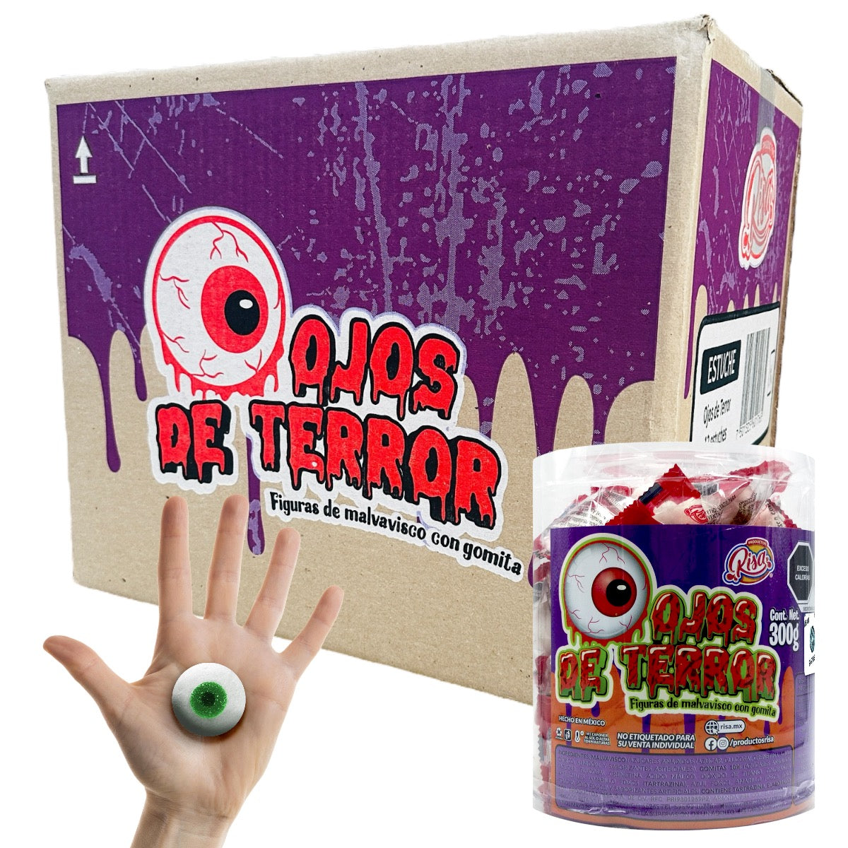 Malvavisco en Forma de Ojo Bote 50 Piezas Caja de 12 Botes - Farvisan - Default Title