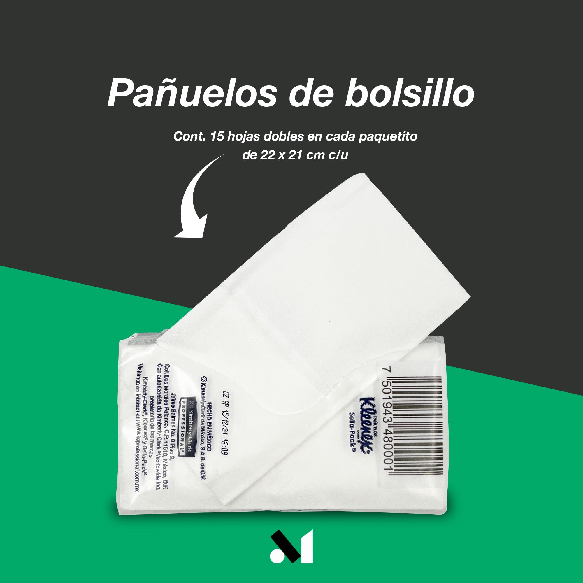24 Pañuelos Kleenex Professional Sella-Pack Doble Hoja - Farvisan