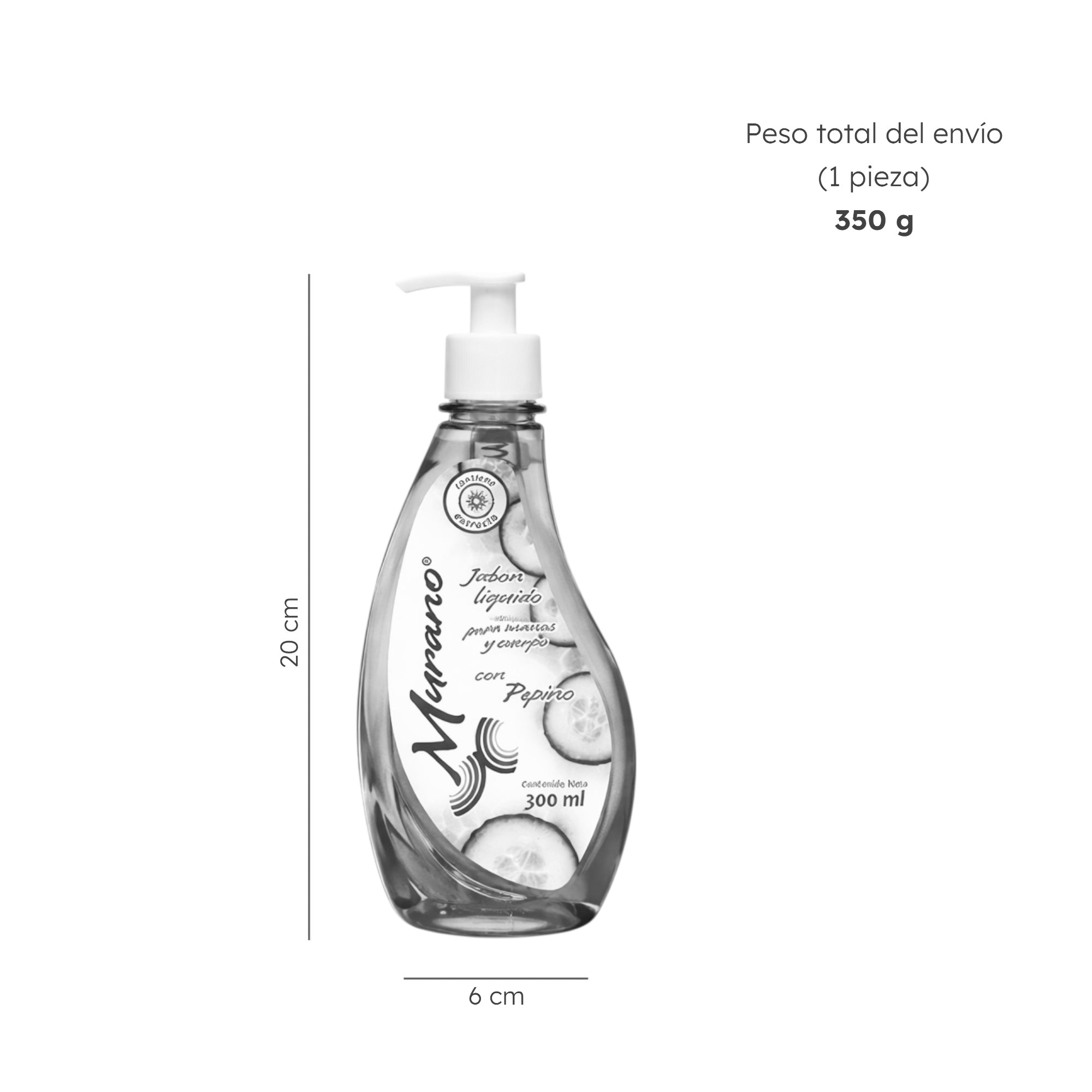 10 Botellas De Jabón Líquido Para Manos y Cuerpo Murano Pepino 300 ml - Farvisan