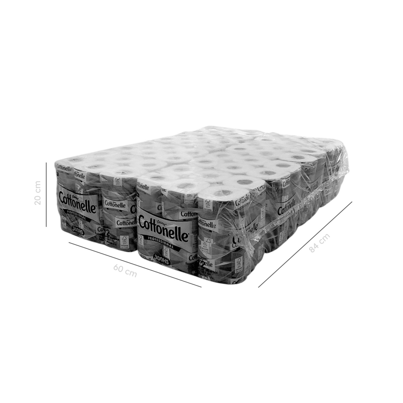 Colchón con 96 Rollos de Papel Higiénico Kleenex Cottonelle Professional– 300 Hojas por Rollo - Farvisan