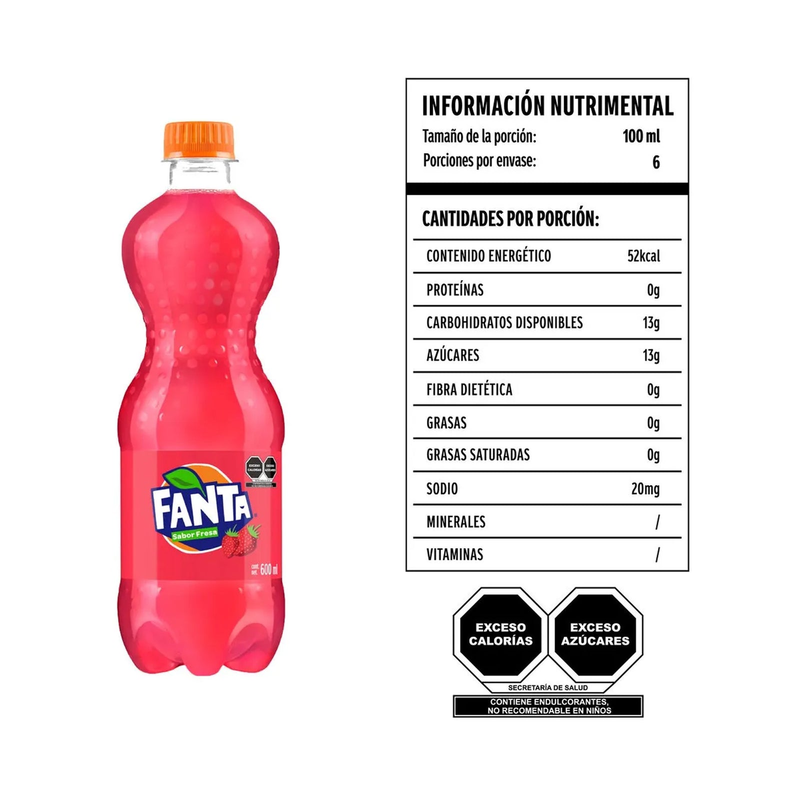 1 Botella de Fanta de Fresa 600 ml - Farvisan