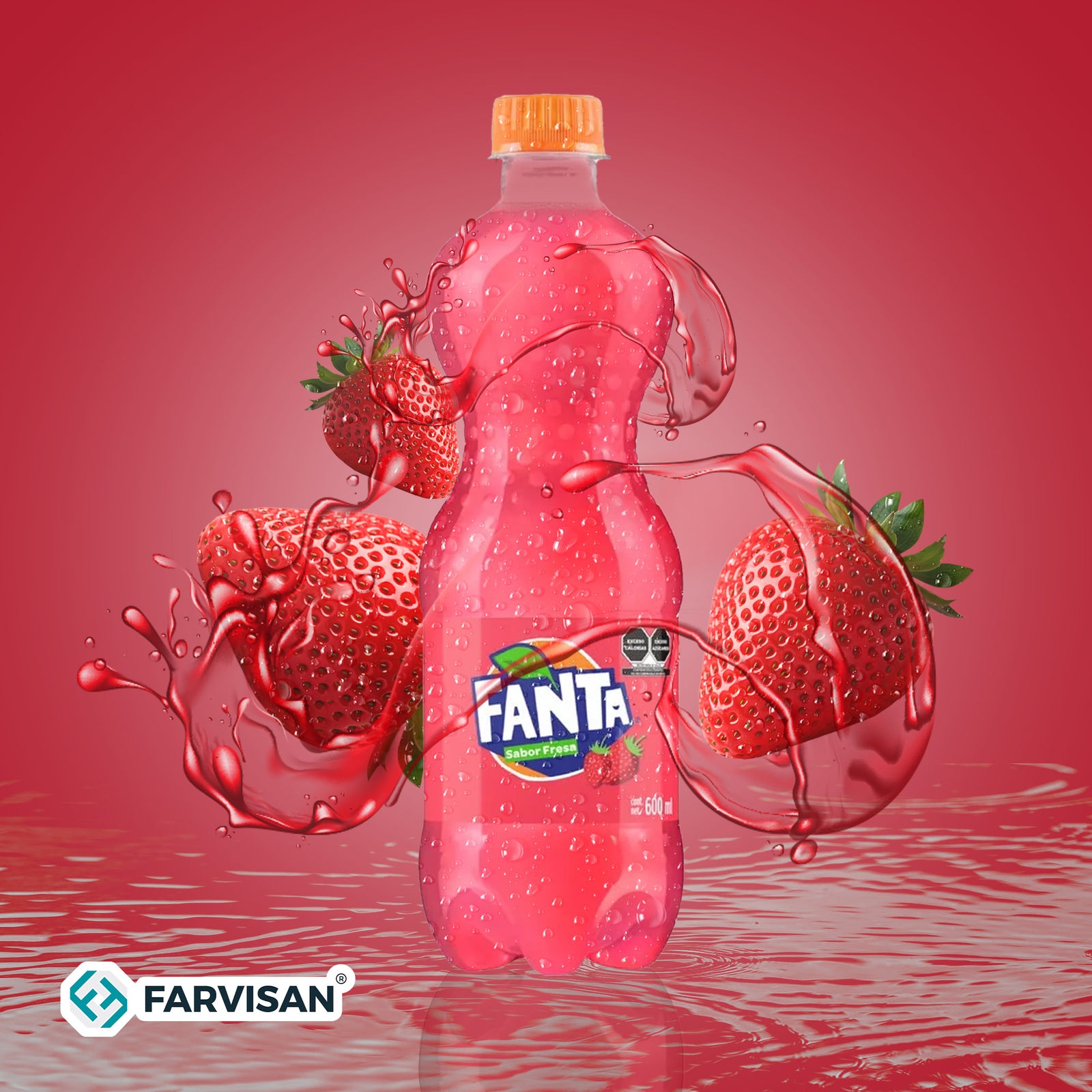 1 Botella de Fanta de Fresa 600 ml - Farvisan