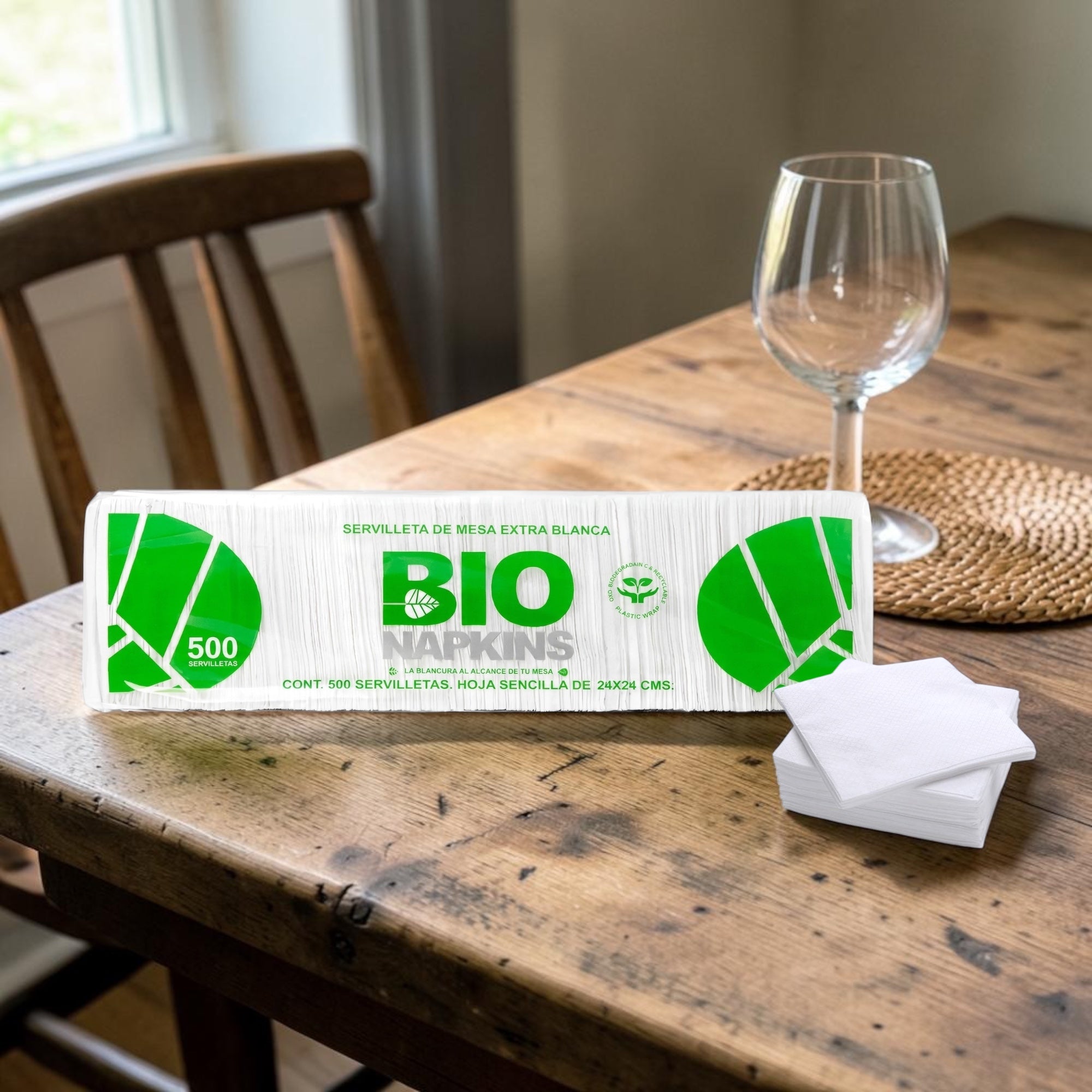 12 Paquetes de Servilletas de Mesa Bio Napkins Extra Blancas 500 Piezas - Farvisan