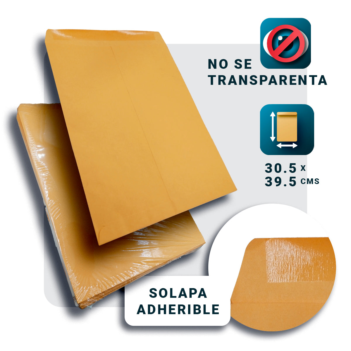 Caja Master con 500 Sobres Manila Ministro 30.5x39.5 cm Cierre Engomado – 5 Paquetes de 100 Piezas - Farvisan