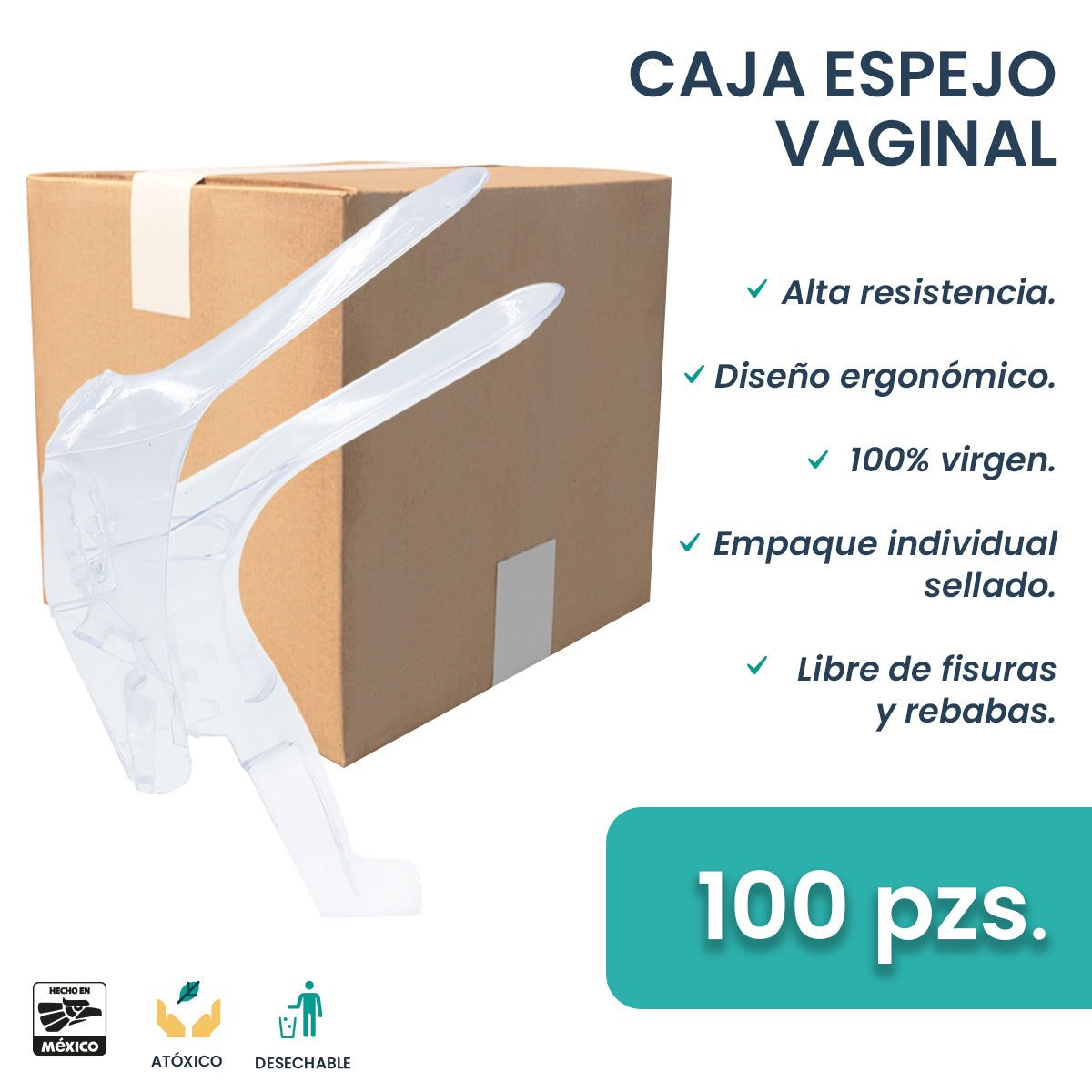 Espejo Vaginal Desechable Chico Tzaly Caja Con 100 Piezas - Farvisan - Default Title