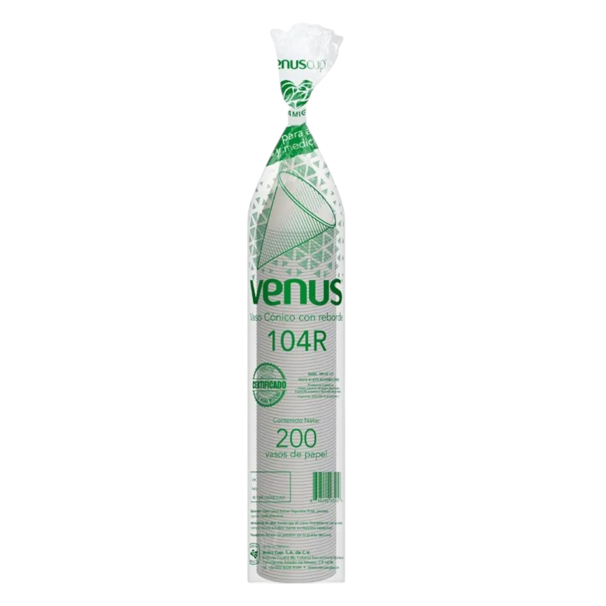 5000 Vasos Cono Venus 104R de Papel con Reborde - Farvisan
