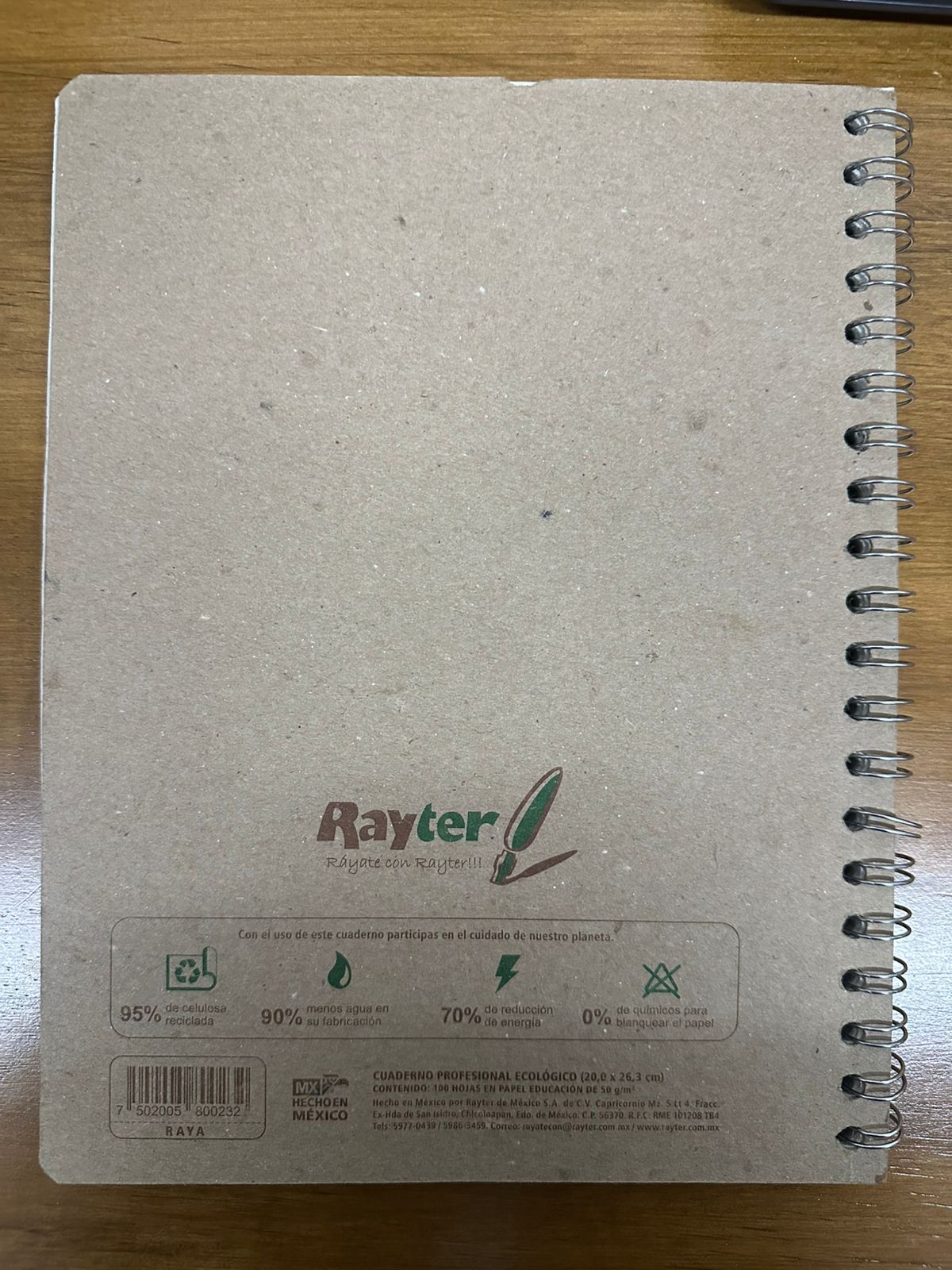 6 Pack Libretas Profesionales Ecológicas Rayter Cuadro Grande 100 Hojas Doble Aro - Farvisan
