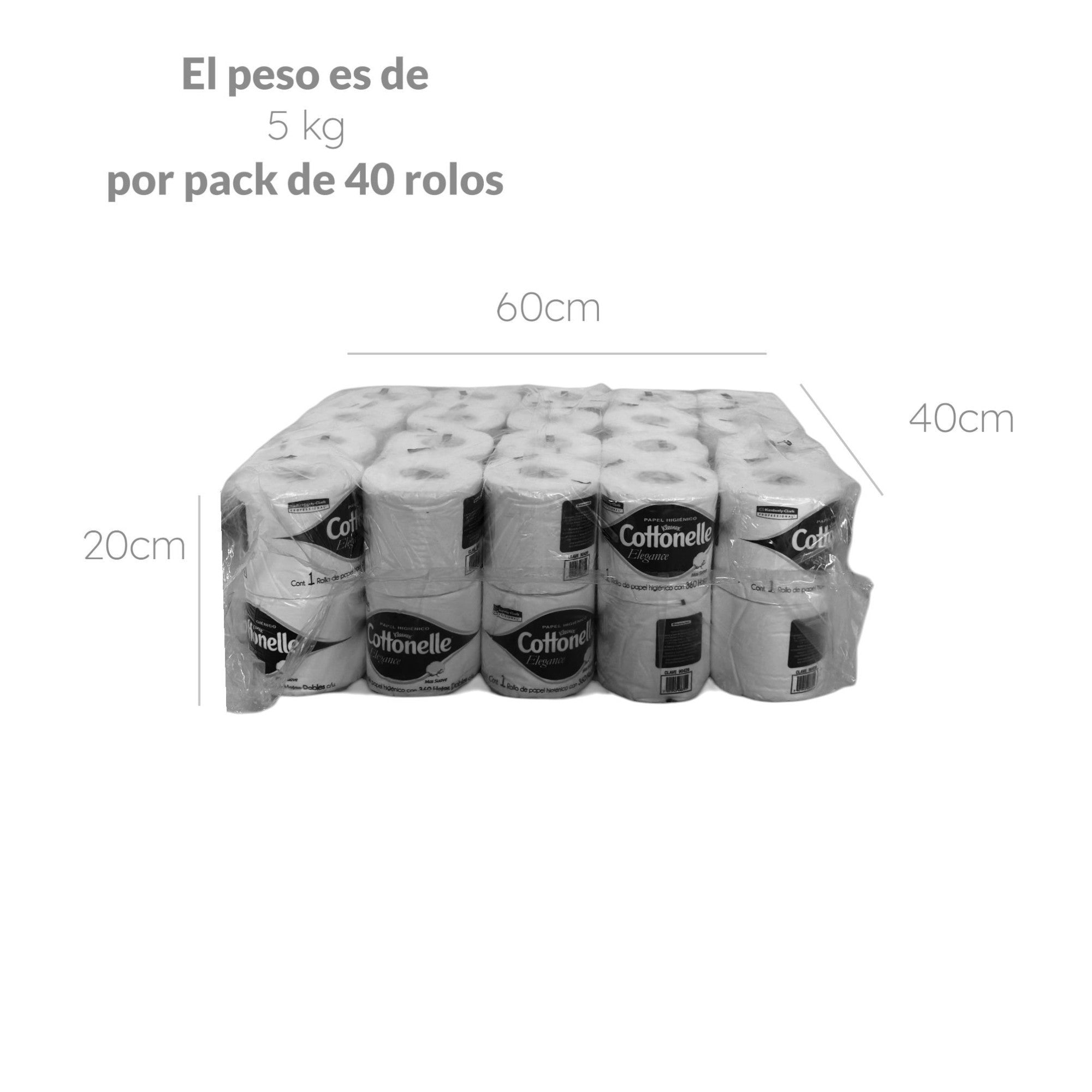 Colchón con 40 Rollos de Papel Higiénico Kleenex Cottonelle Elegance – 360 Hojas por Rollo - Farvisan