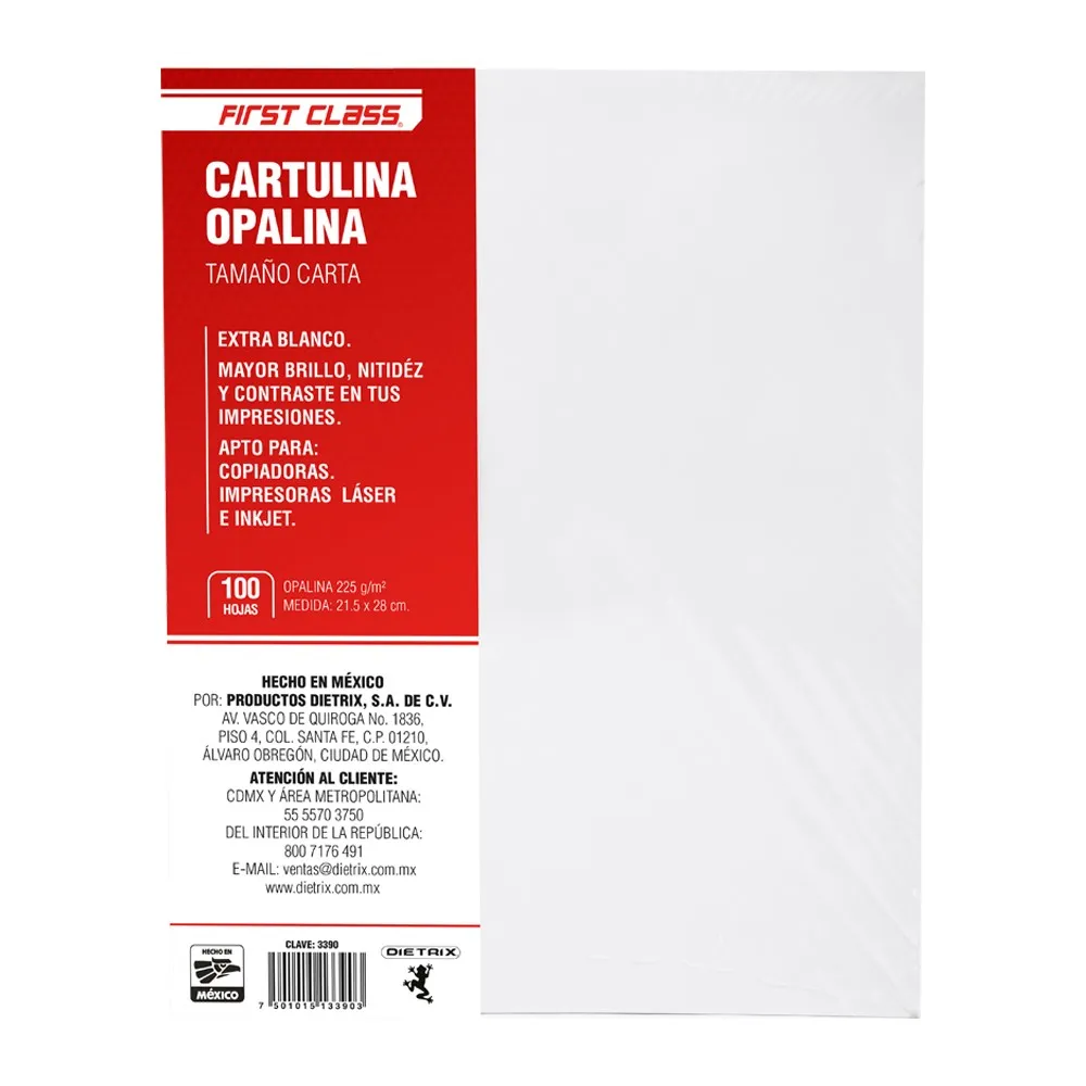 8 Pack Papel Opalina Dietrix First Class Carta 125 g/m² - 100 hojas c/u - Farvisan