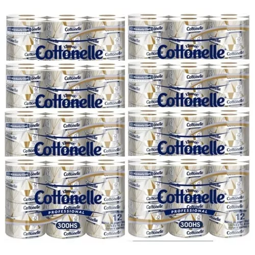 Colchón con 96 Rollos de Papel Higiénico Kleenex Cottonelle Professional– 300 Hojas por Rollo