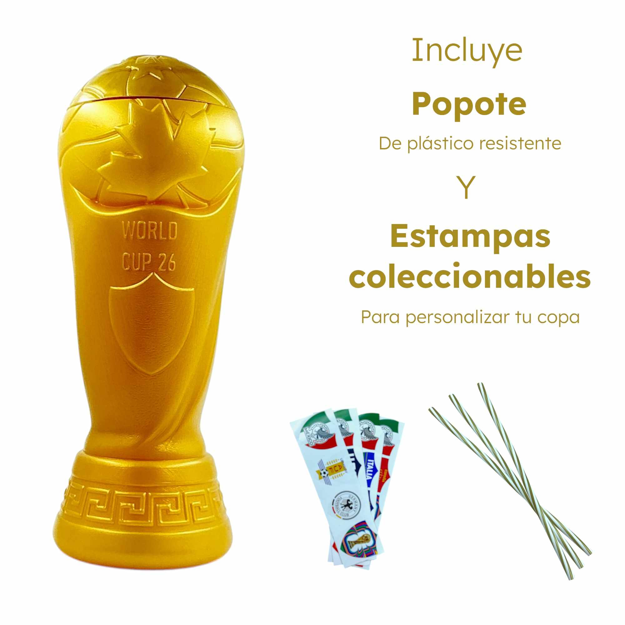 66 Pzs Vaso Alcancía Copa Mundial 1 Litro Dorado - Farvisan
