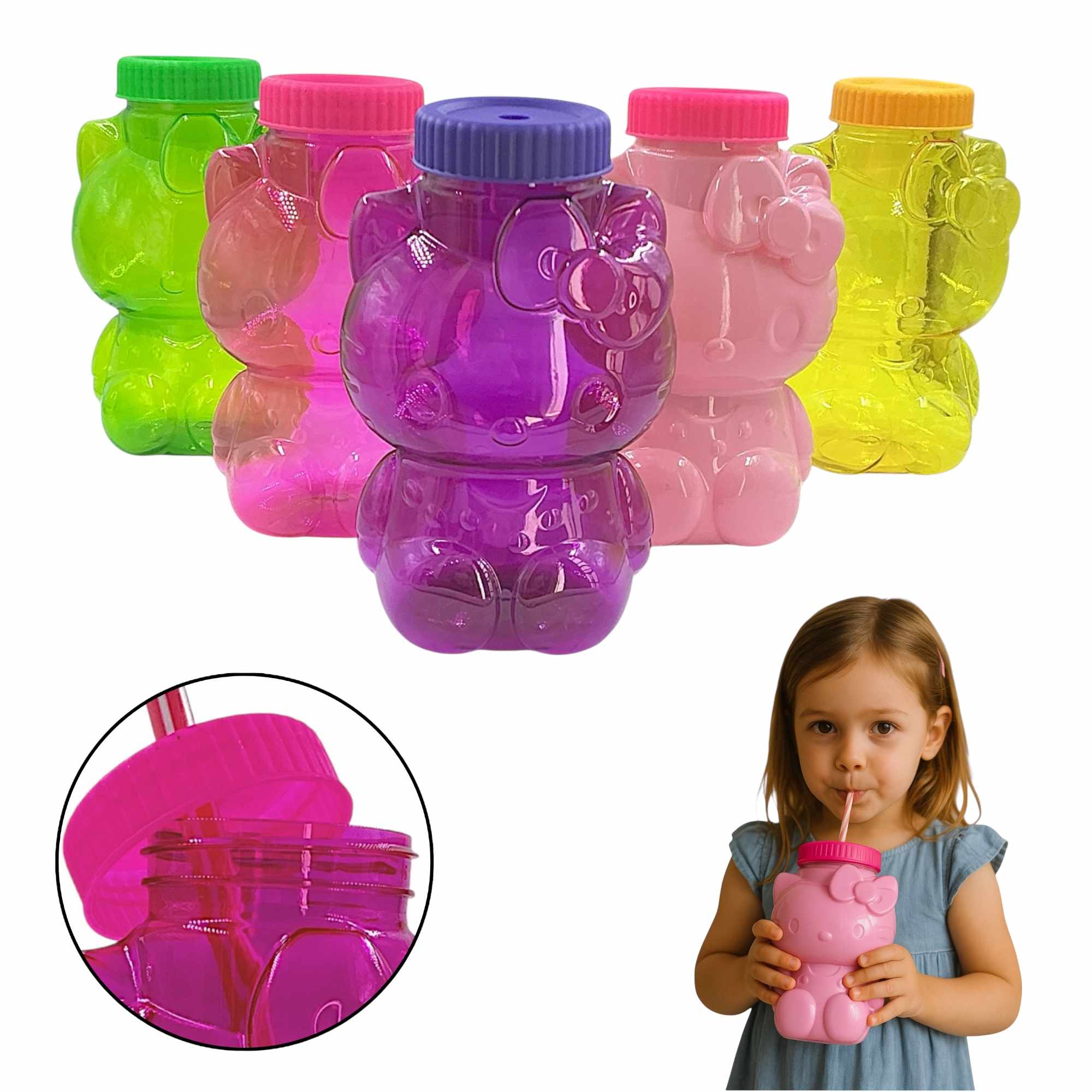 63 Vasos de Plastico Hello Kitty de 1 Litro para Kittychela - Mayoreo - Farvisan